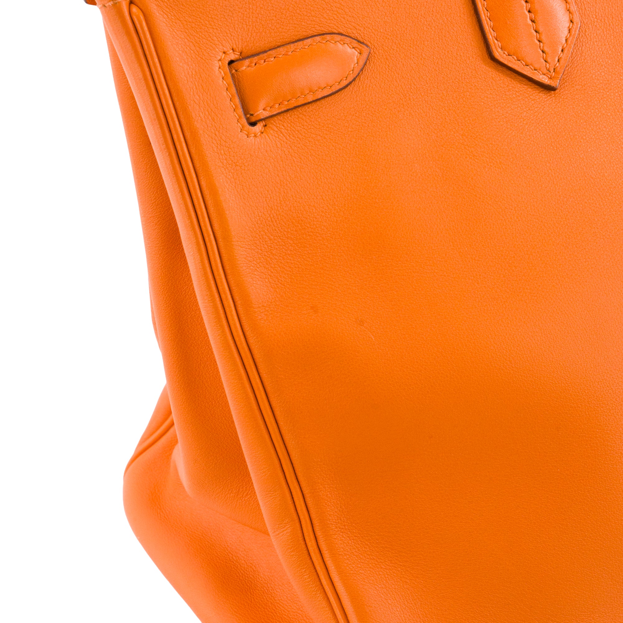 HERMÈS - Sac à main Birkin 35 Hermès en cuir swift orange H