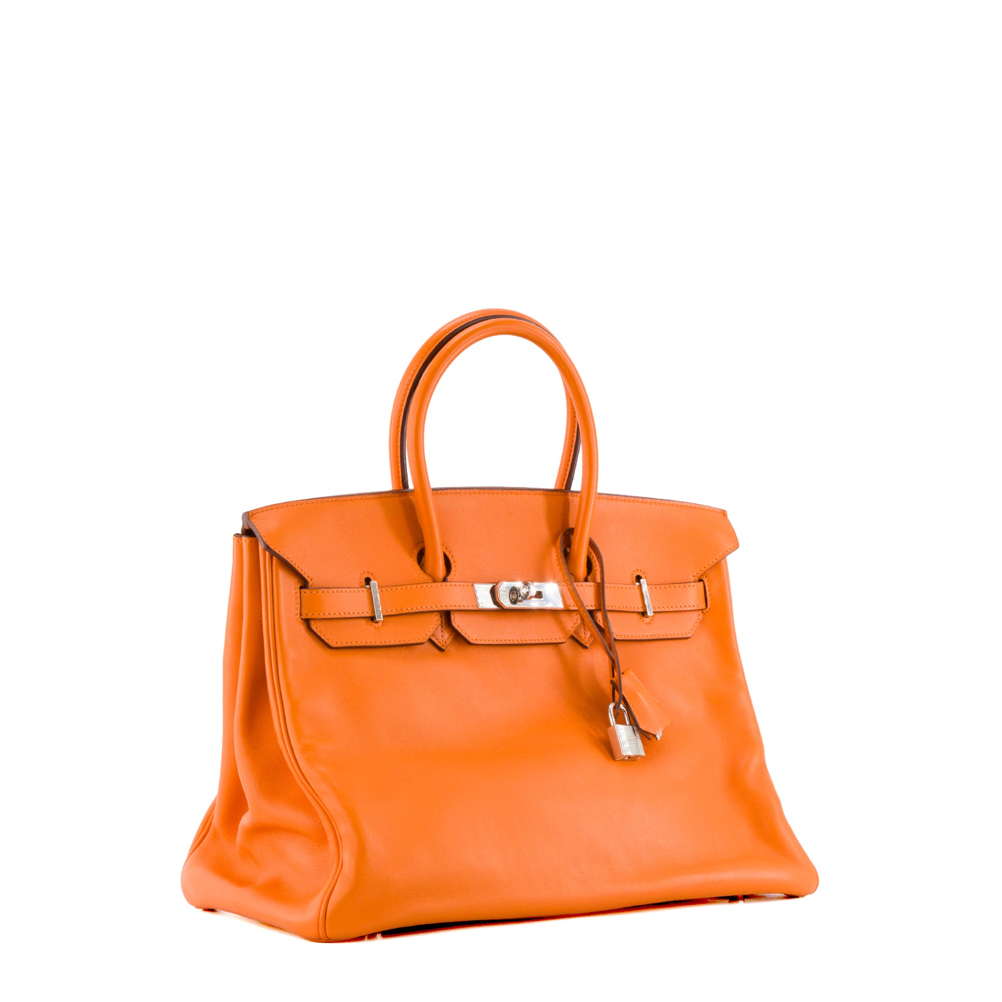 HERMÈS - Sac à main Birkin 35 Hermès en cuir swift orange H