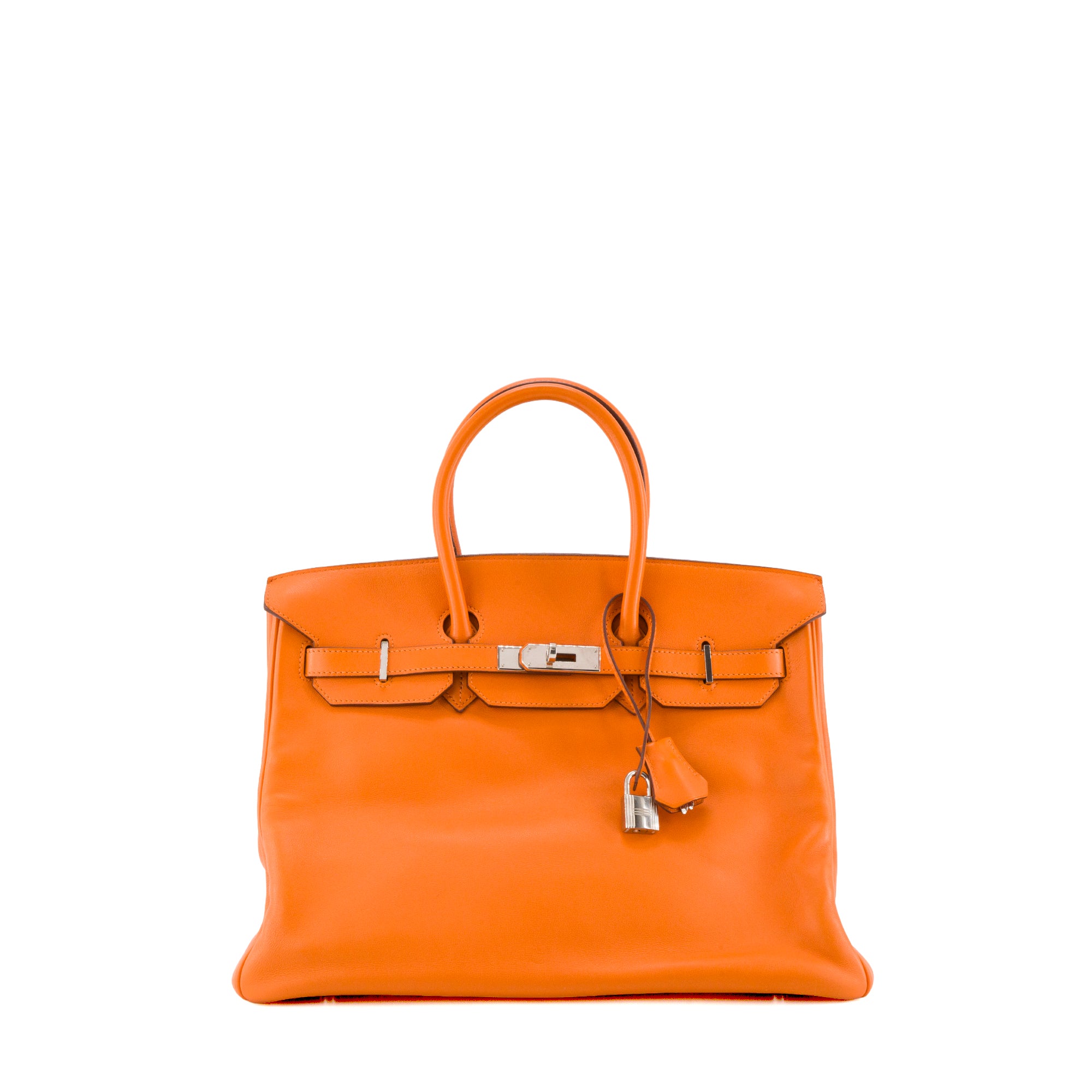 HERMÈS - Sac à main Birkin 35 Hermès en cuir swift orange H