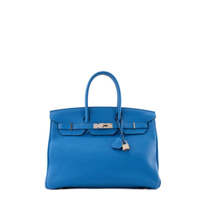 HERMÈS - Sac à main Birkin 35 Hermès en cuir togo bleu zellige