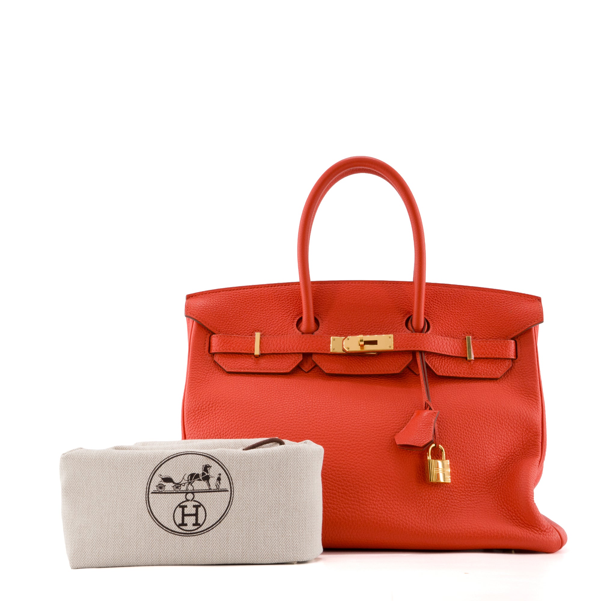 HERMÈS - Sac à main Birkin 35 Hermès en cuir togo rouge vermillon
