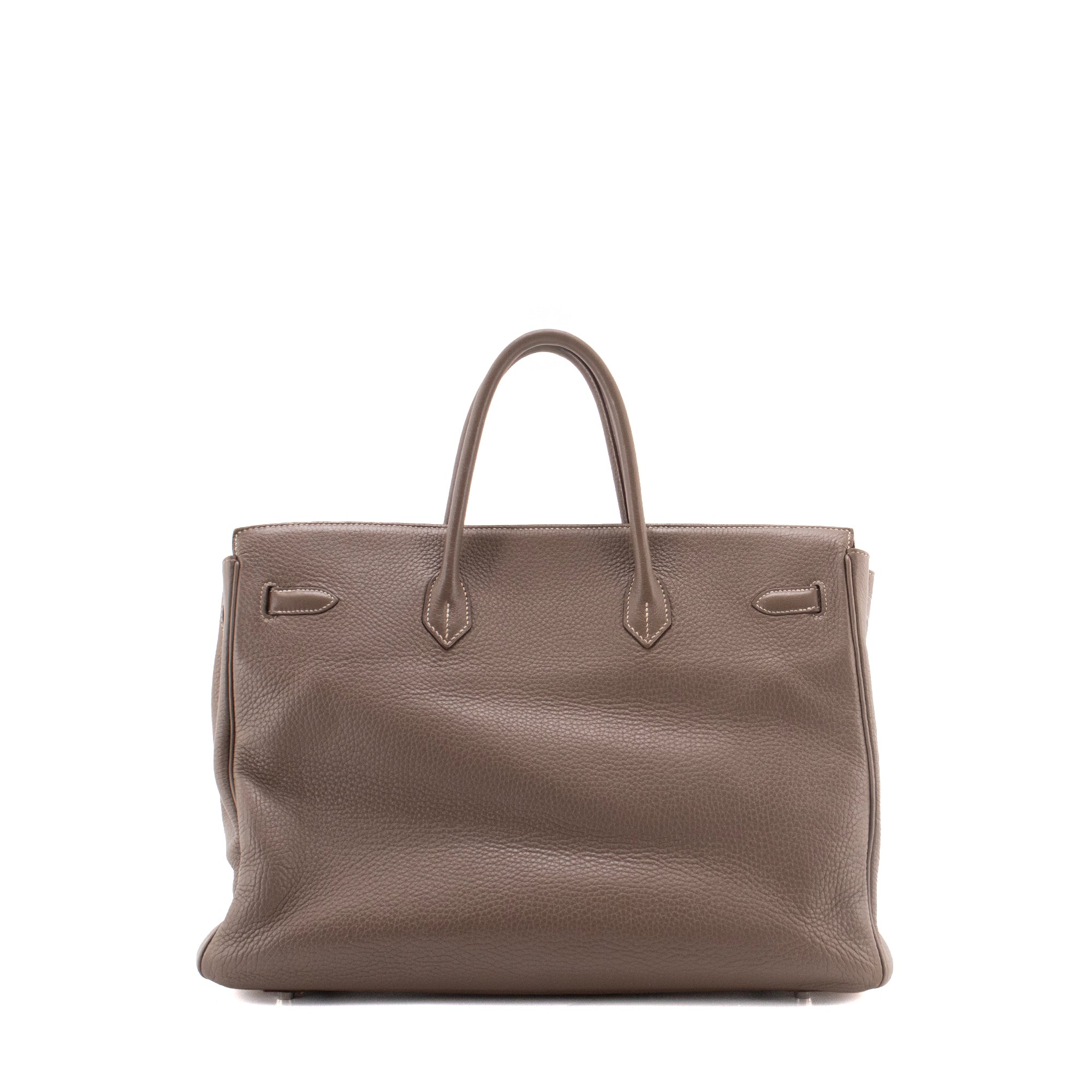 HERMÈS - Sac à main Birkin 40 Hermès en cuir taurillon clémence étoupe
