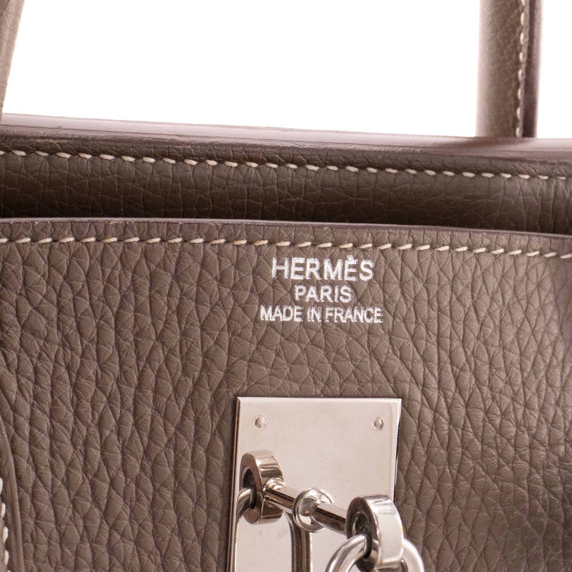 HERMÈS - Sac à main Birkin 40 Hermès en cuir taurillon clémence étoupe