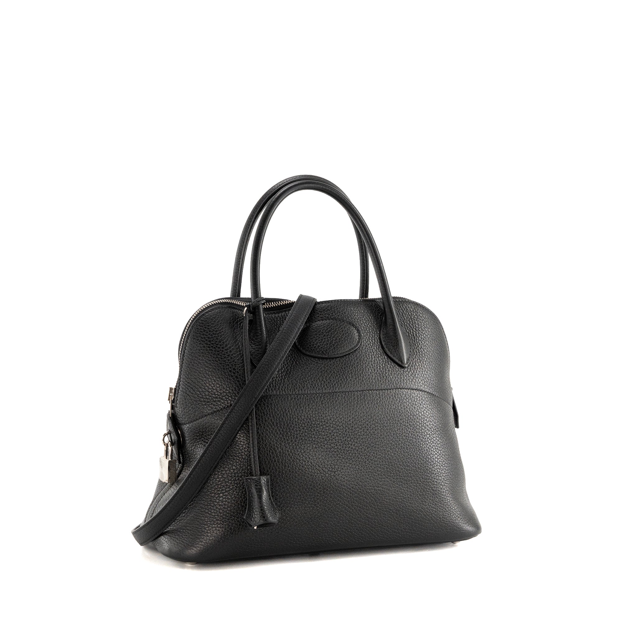 HERMÈS - Sac à main Bolide 31 Hermès en cuir clémence noir