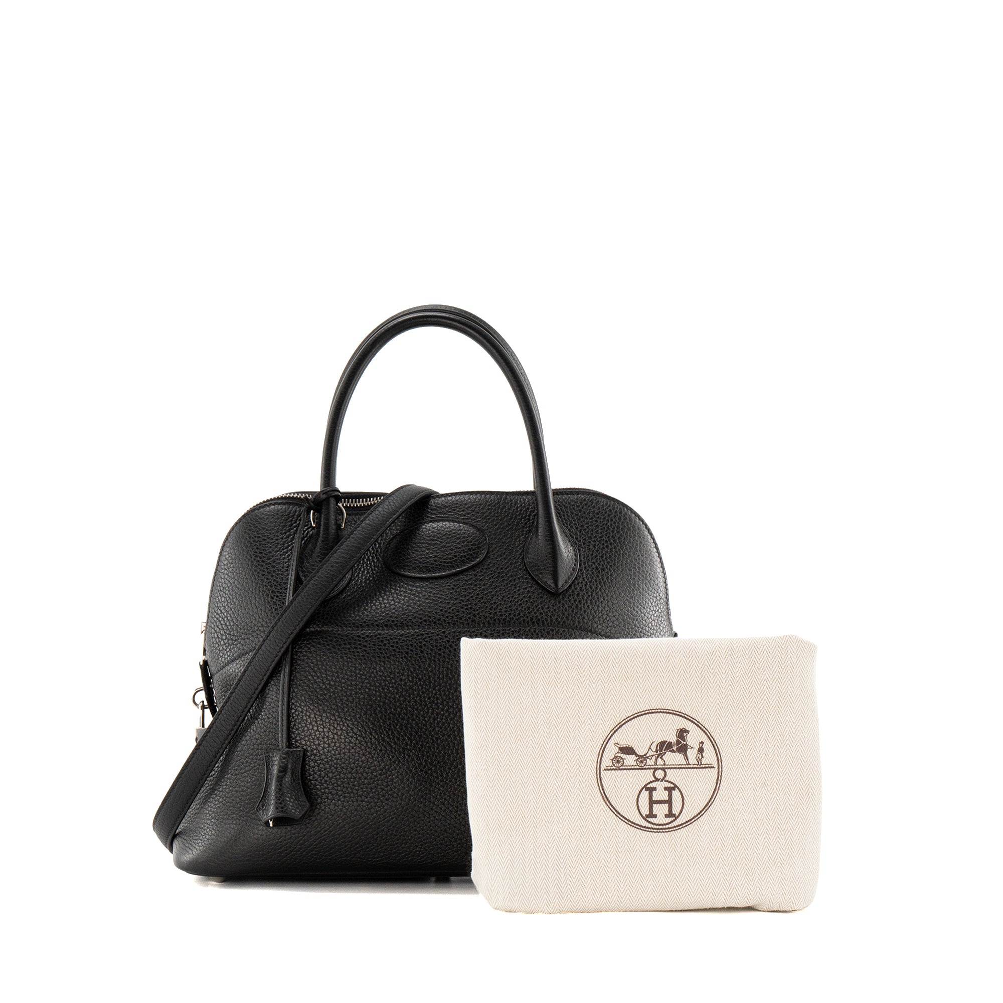 HERMÈS - Sac à main Bolide 31 Hermès en cuir clémence noir