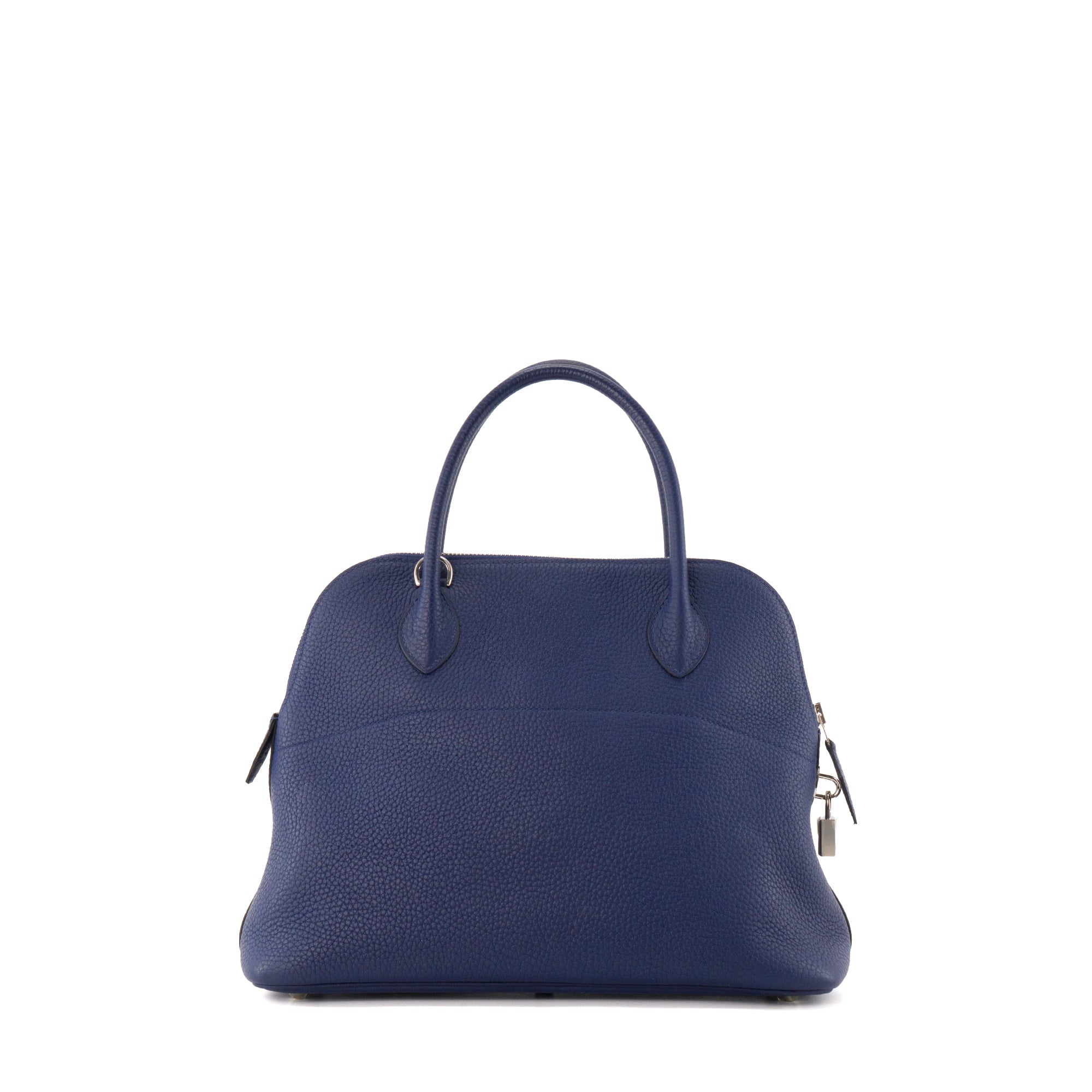 HERMÈS - Sac à main Bolide 31 Hermès en cuir taurillon clémence bleu encre