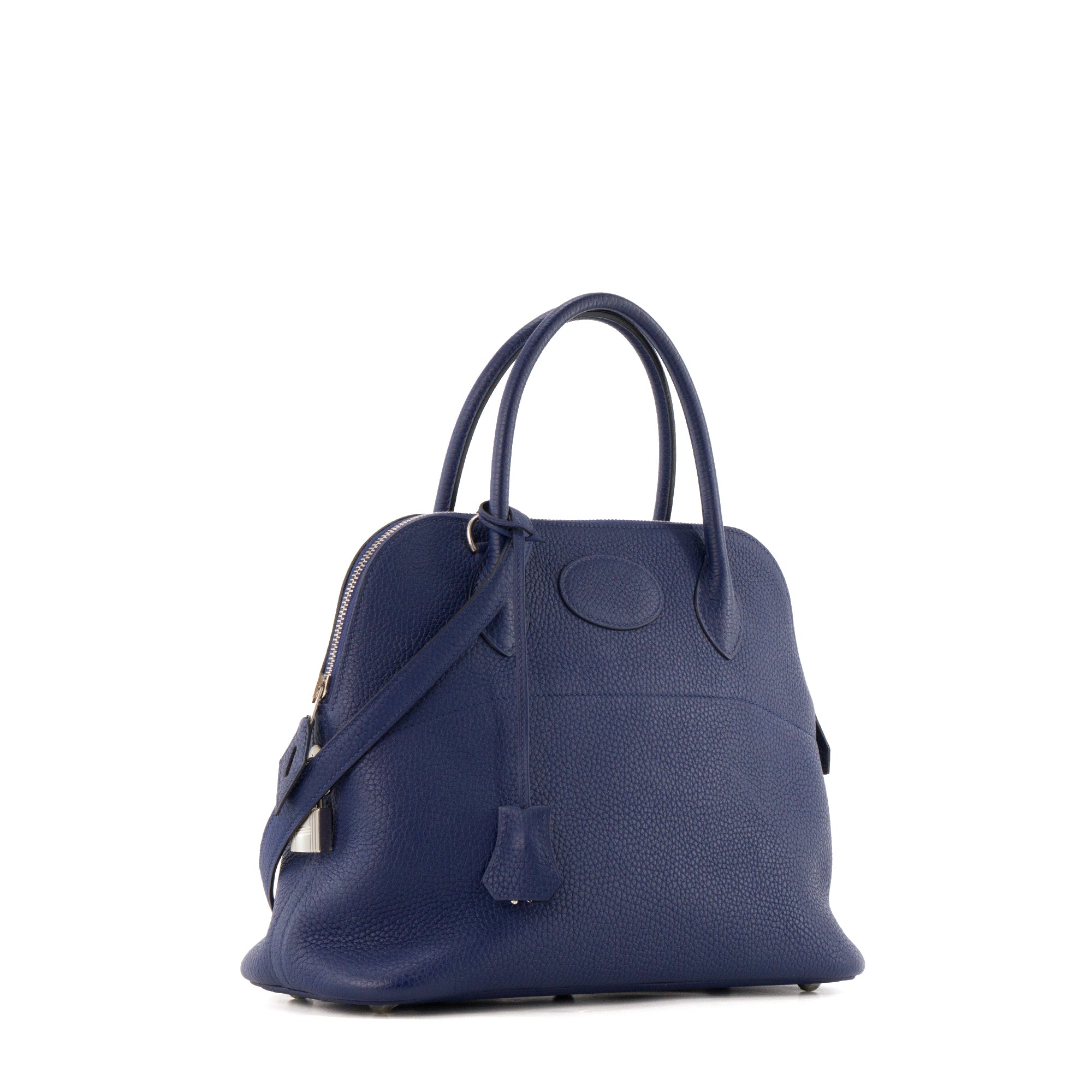 HERMÈS - Sac à main Bolide 31 Hermès en cuir taurillon clémence bleu encre
