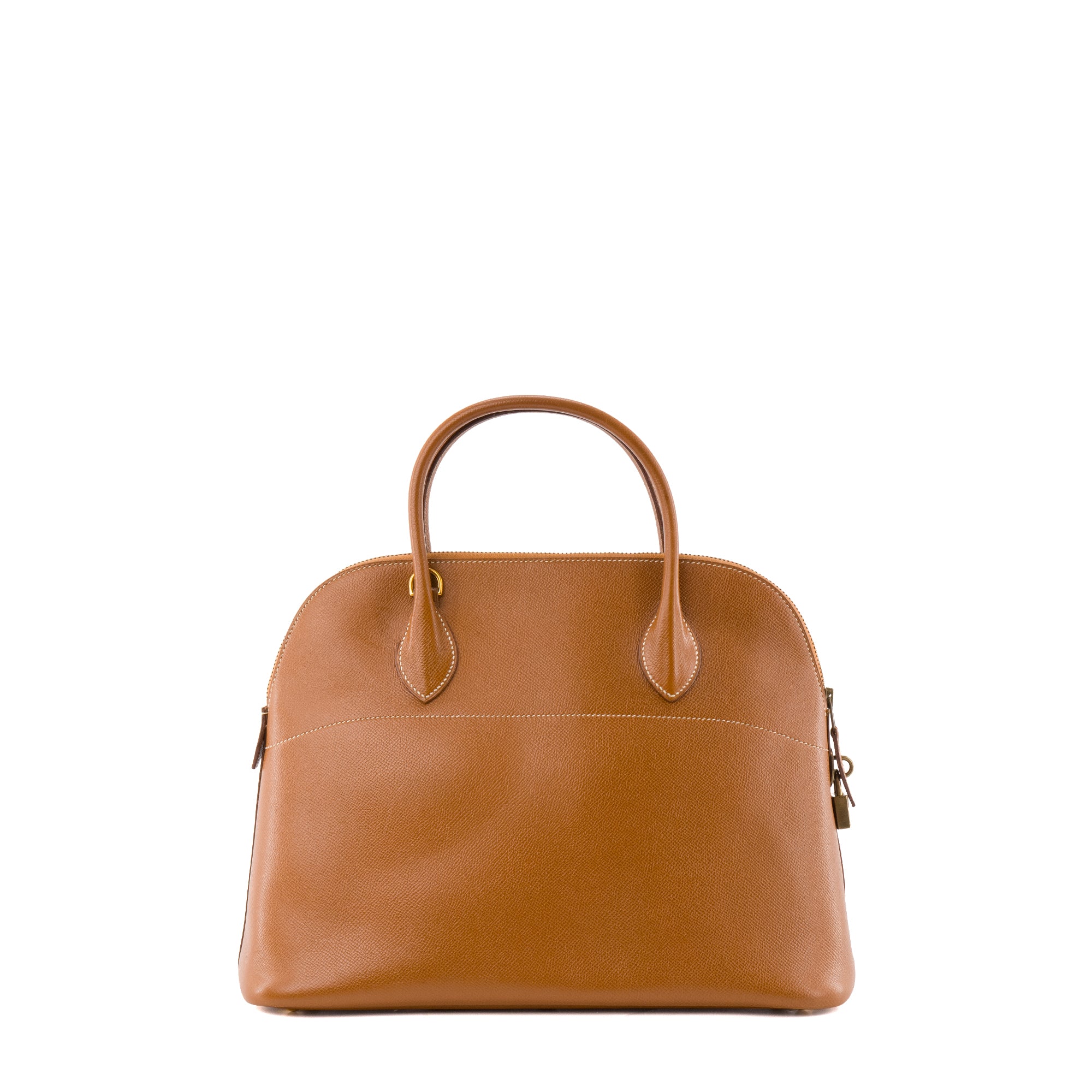 HERMÈS - Sac à main Bolide Hermès en cuir grainé courchevel marron vintage