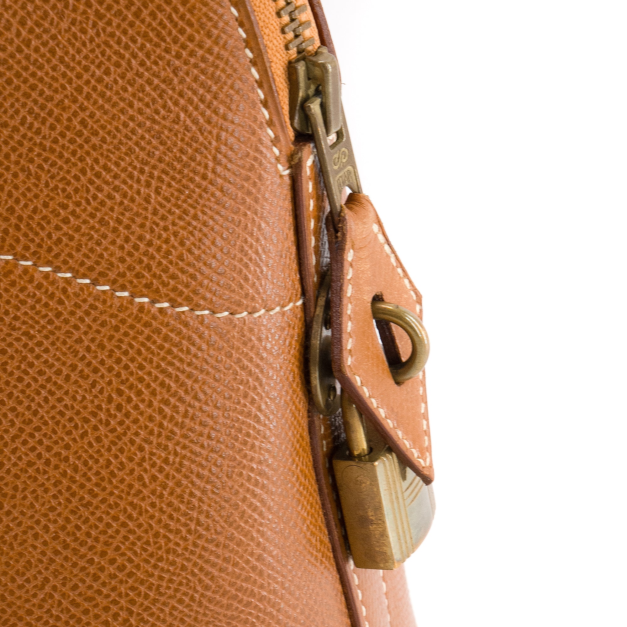 HERMÈS - Sac à main Bolide Hermès en cuir grainé courchevel marron vintage