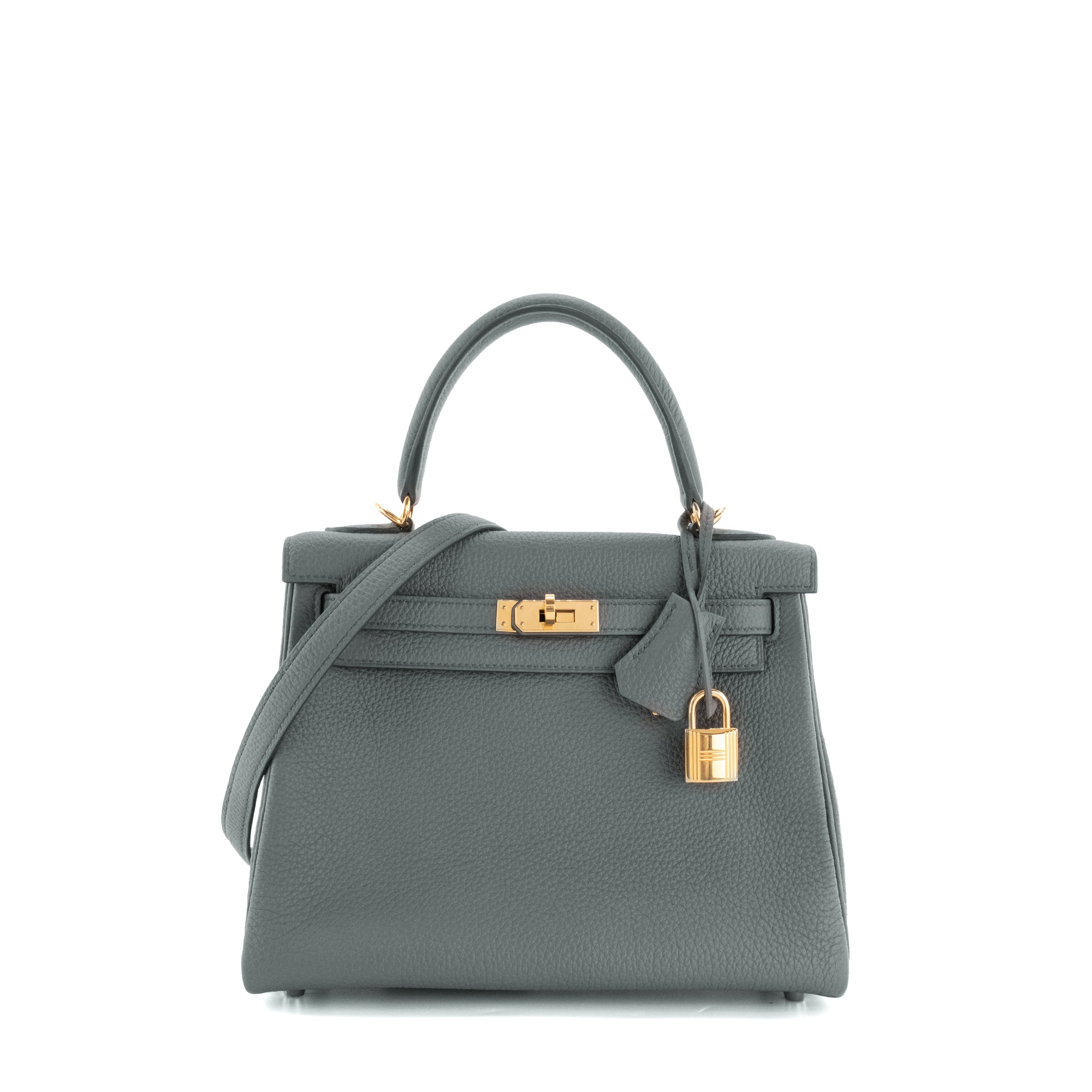 HERMÈS - Sac à bandoulière Kelly 25 Hermès en cuir togo vert amande