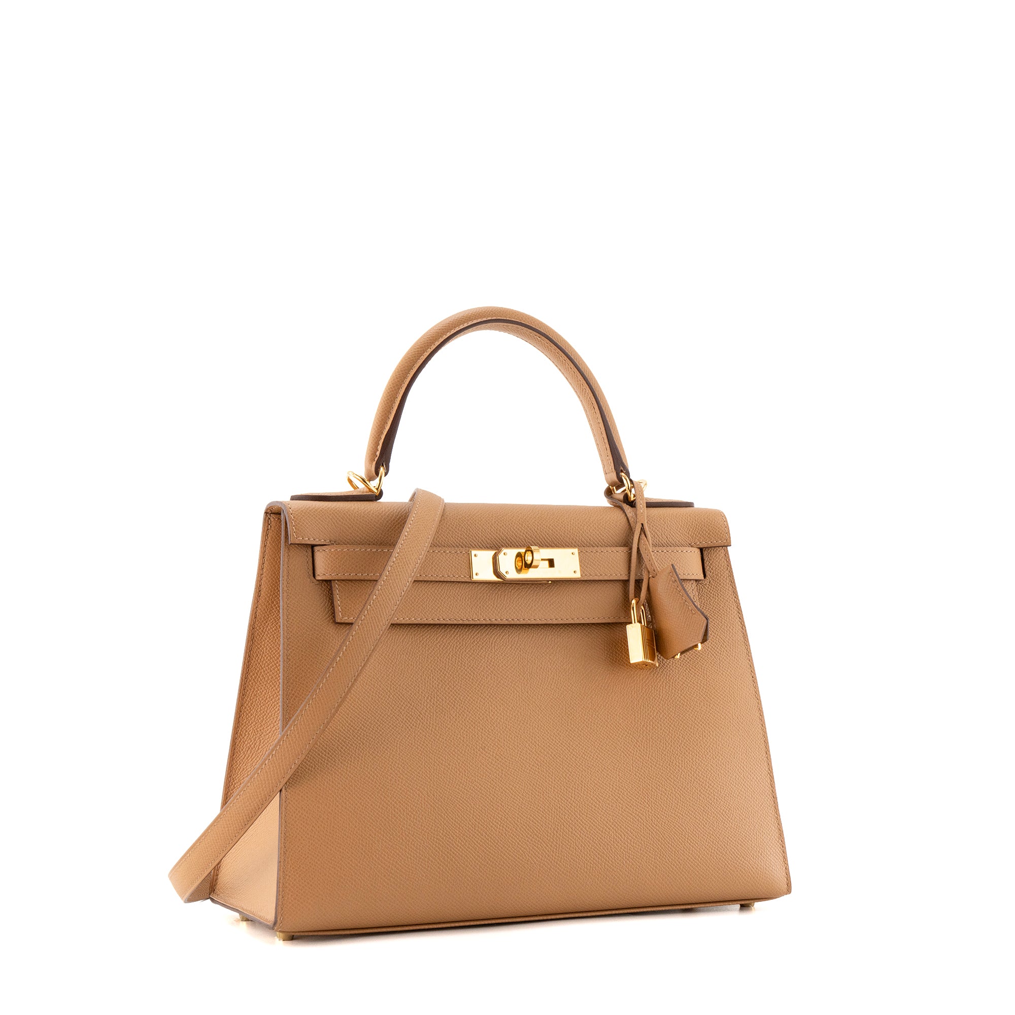 HERMÈS - Sac à main Kelly 28 Hermès en cuir epsom biscuit sellier
