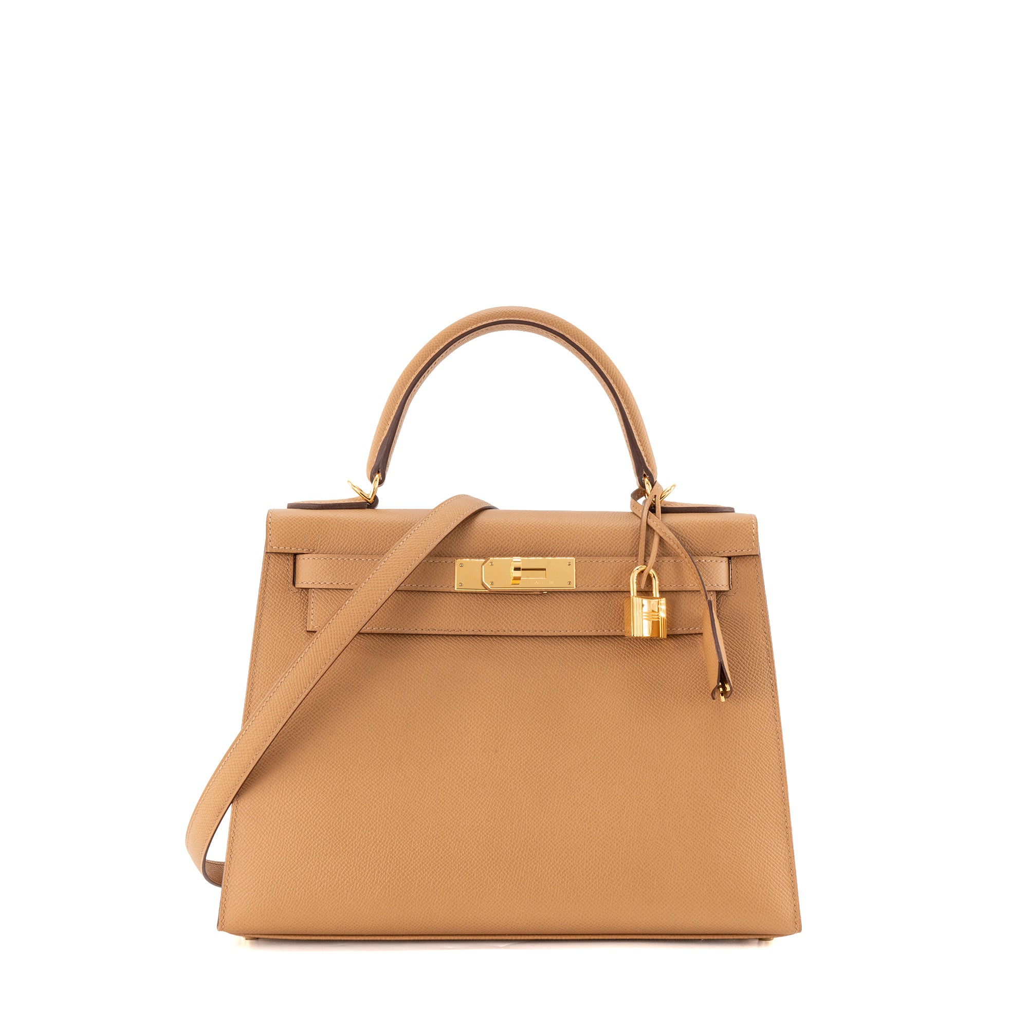 HERMÈS - Sac à main Kelly 28 Hermès en cuir epsom biscuit sellier