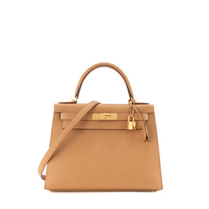 HERMÈS - Sac à main Kelly 28 Hermès en cuir epsom biscuit sellier