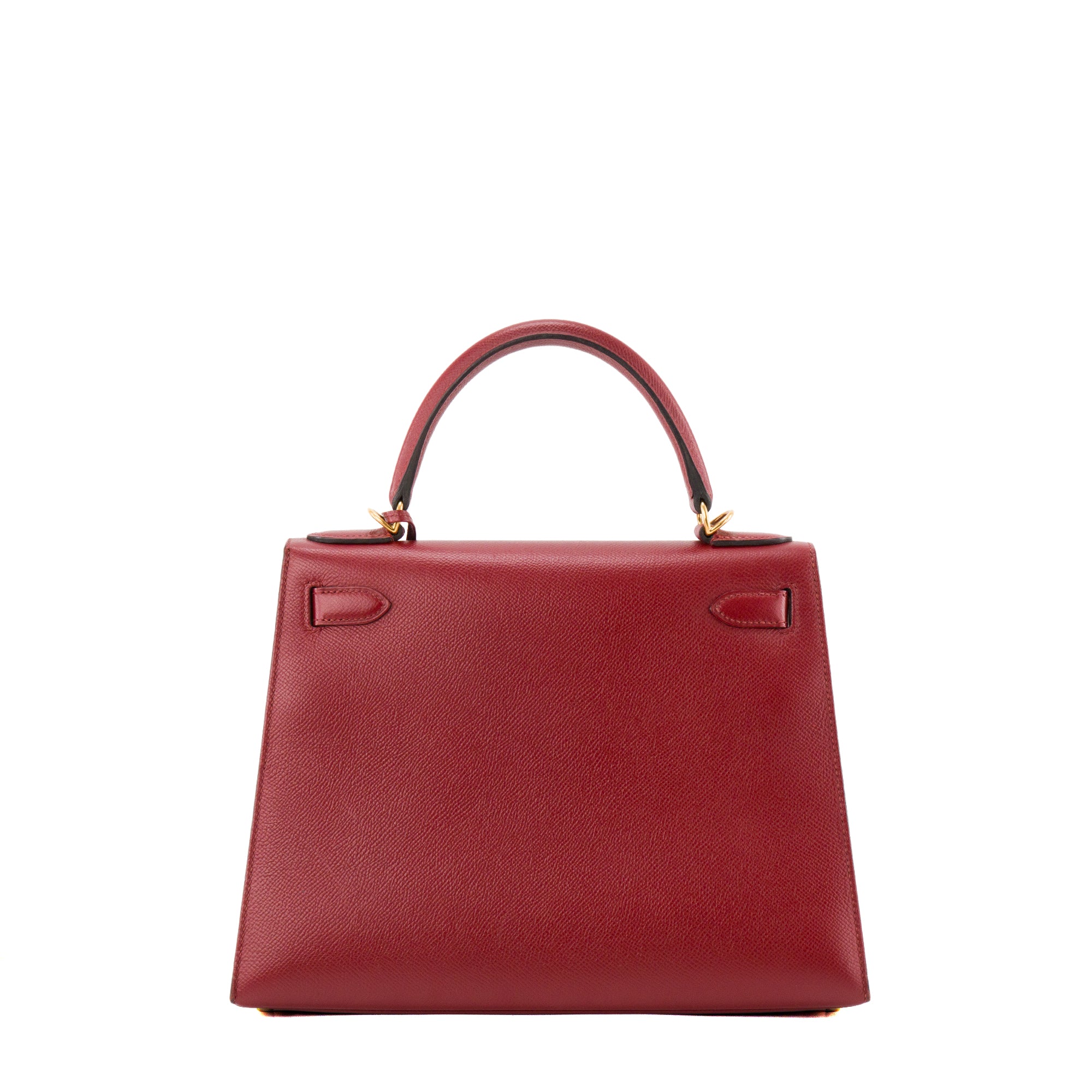 HERMÈS - Sac à bandoulière Kelly 28 Hermès en cuir epsom rouge grenat