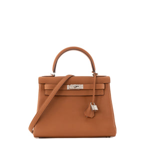 HERMÈS - Sac à main Kelly 28 Hermès en cuir togo gold HSS