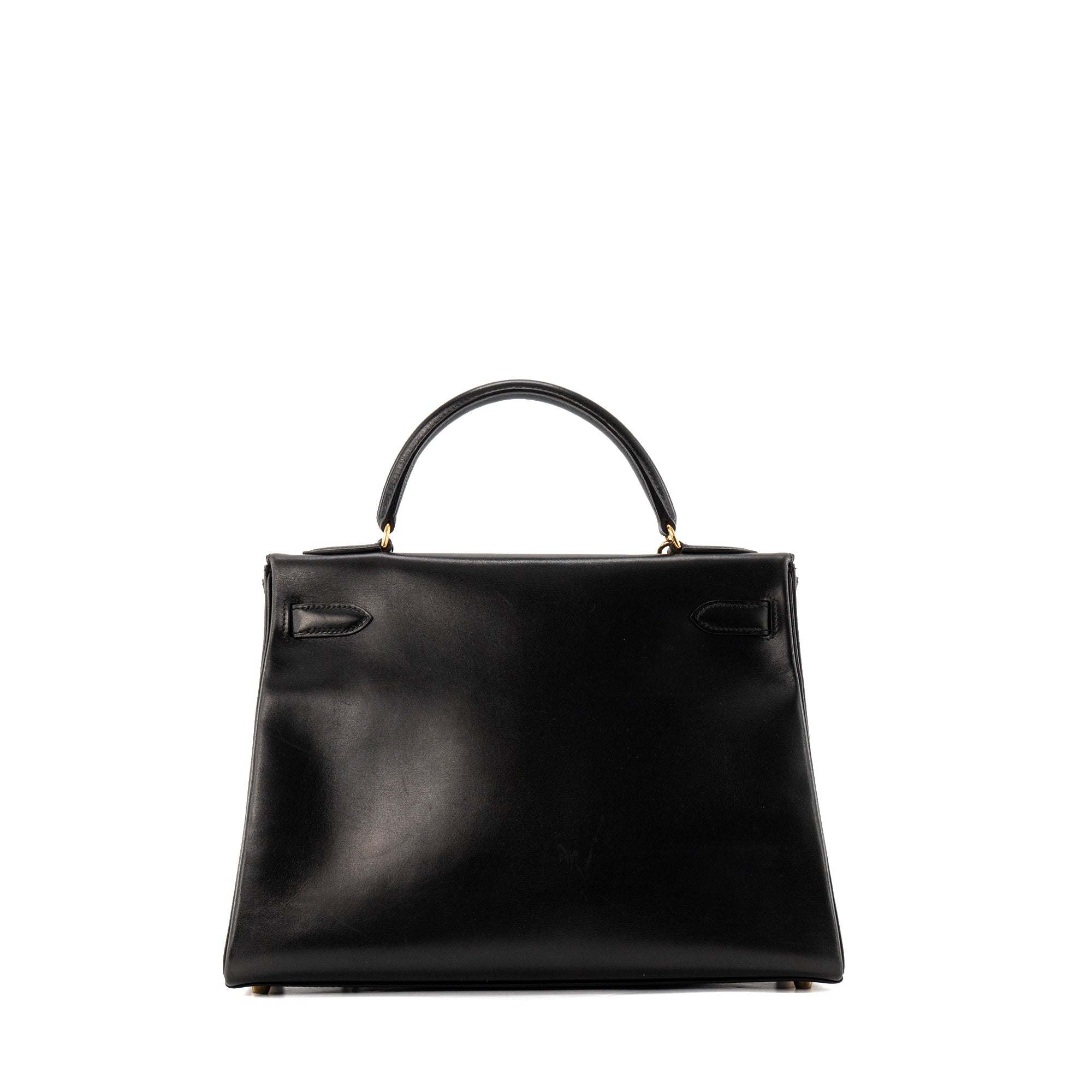 HERMÈS - Sac à main Kelly 32 Hermès en cuir box noir vintage
