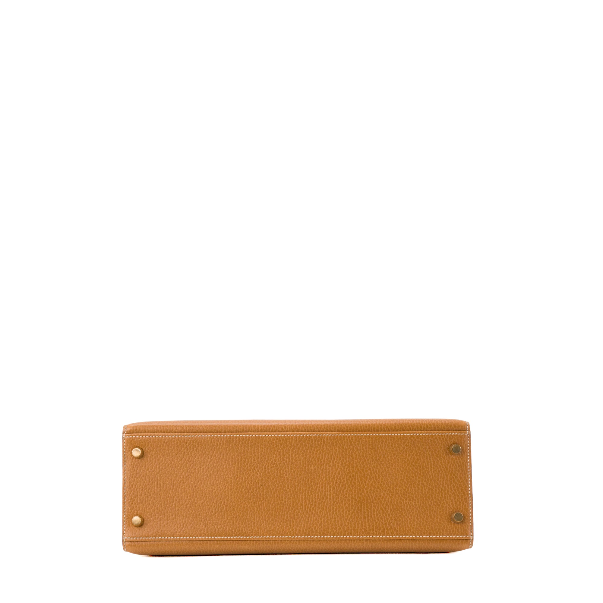 HERMÈS - Sac à main Kelly 32 Hermès en cuir ardennes marron gold vintage