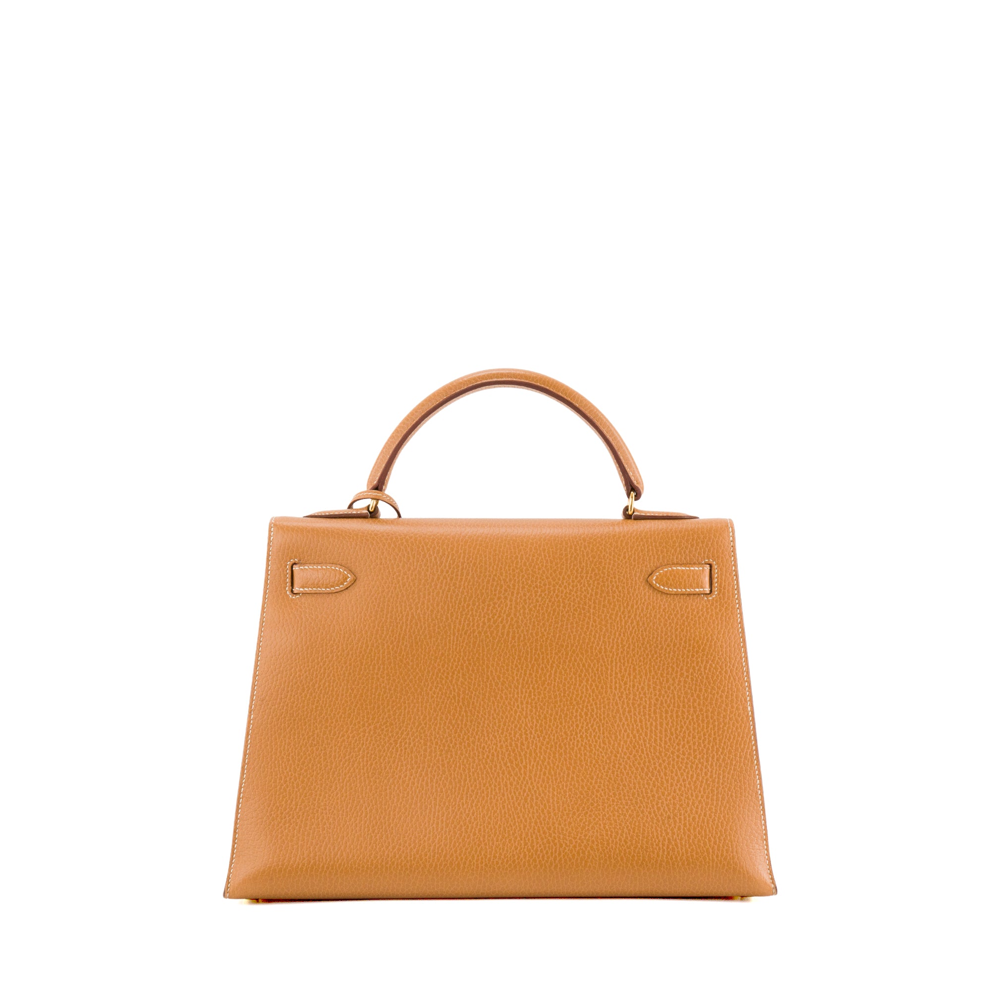 HERMÈS - Sac à main Kelly 32 Hermès en cuir ardennes marron gold vintage