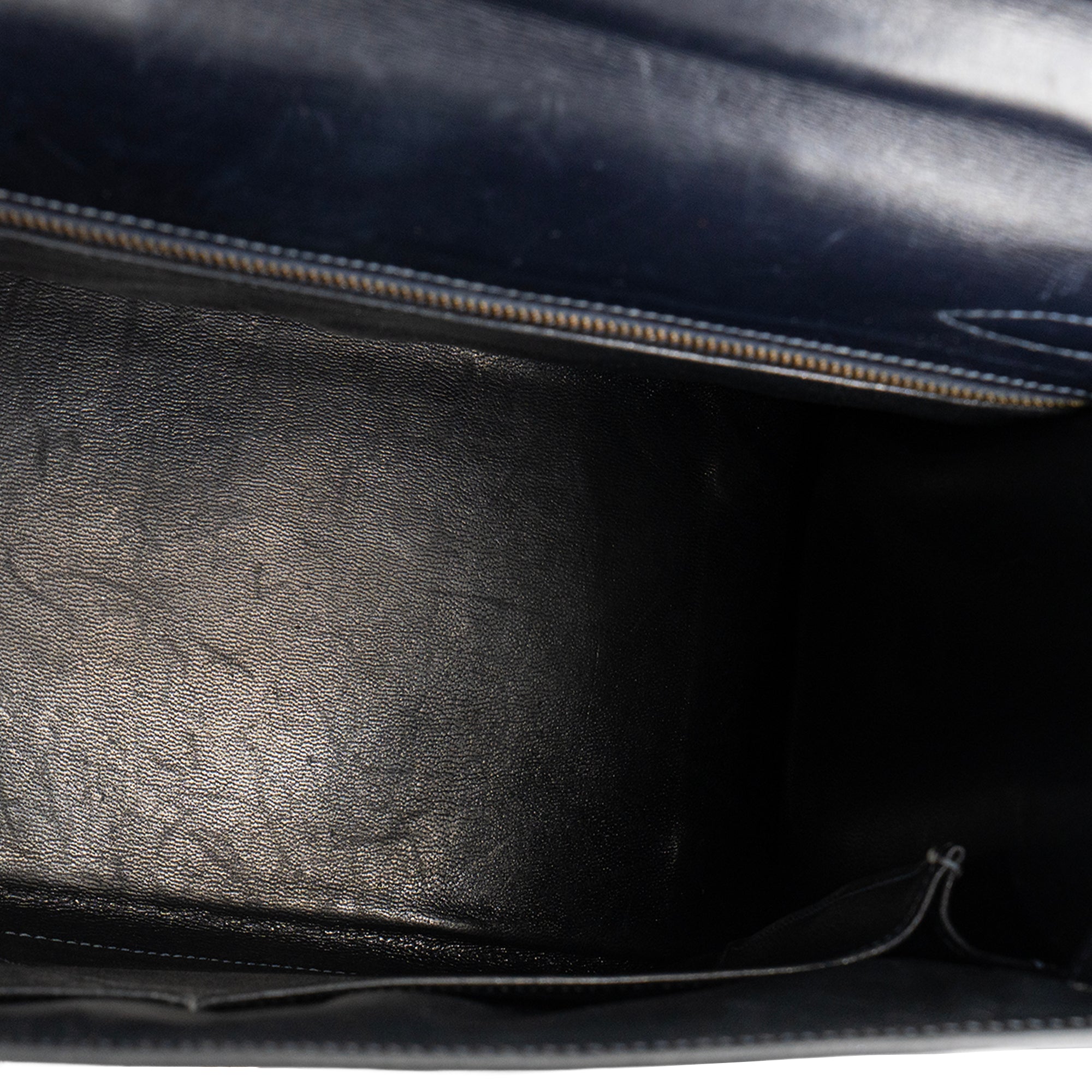 HERMÈS - Sac à main Kelly 32 Hermès en cuir box bleu marine vintage