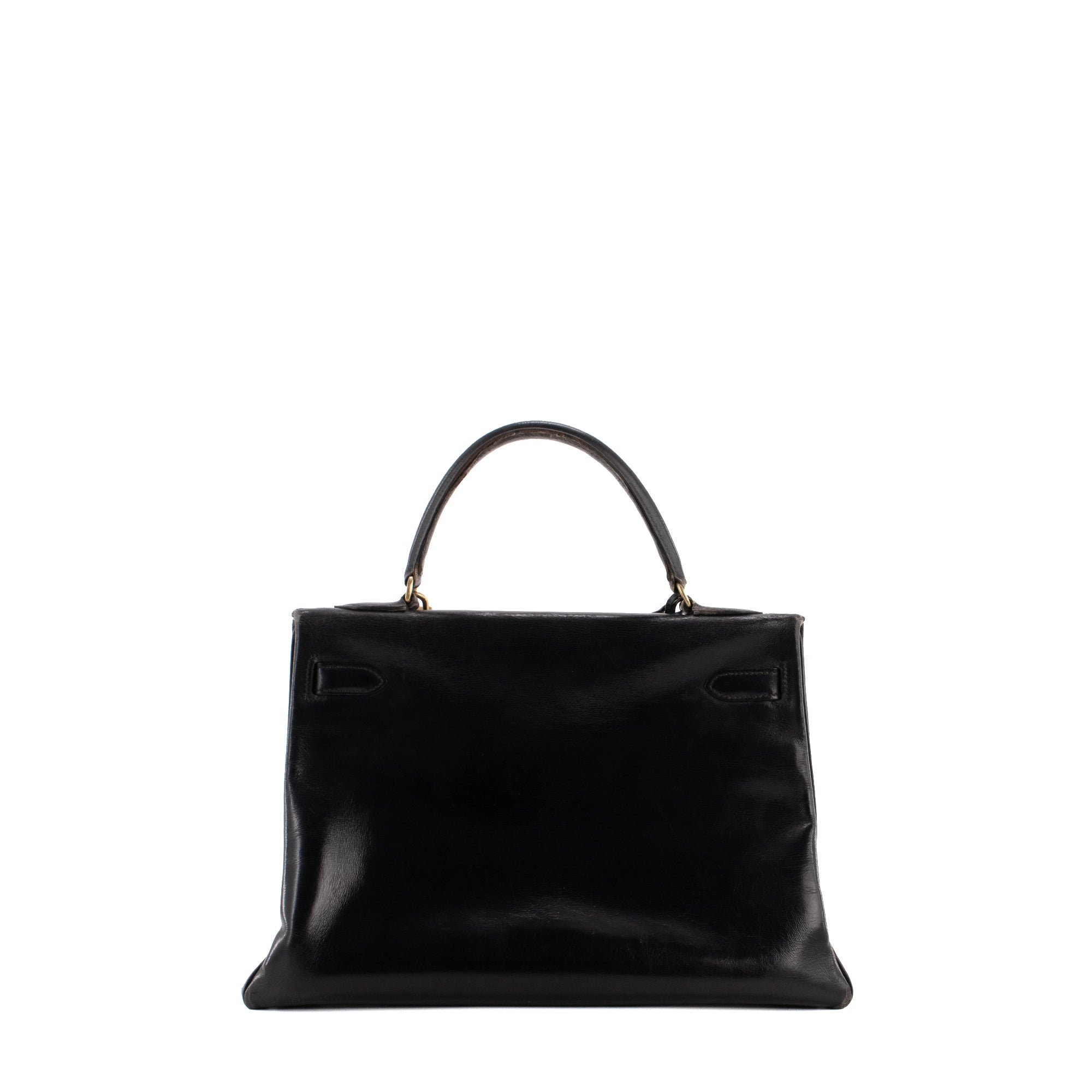 HERMÈS - Sac à main Kelly 32 Hermès en cuir box noir vintage