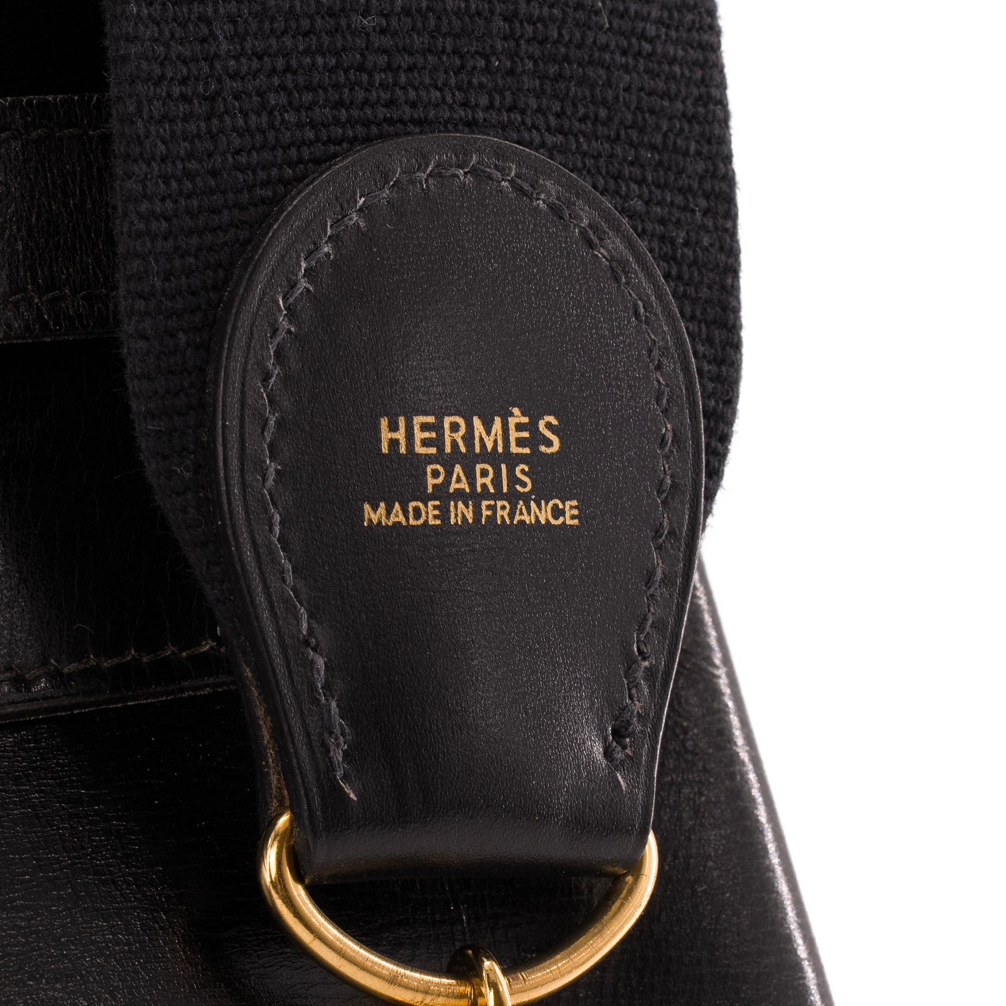 HERMÈS - Sac à main Kelly 32 Hermès en cuir box noir vintage