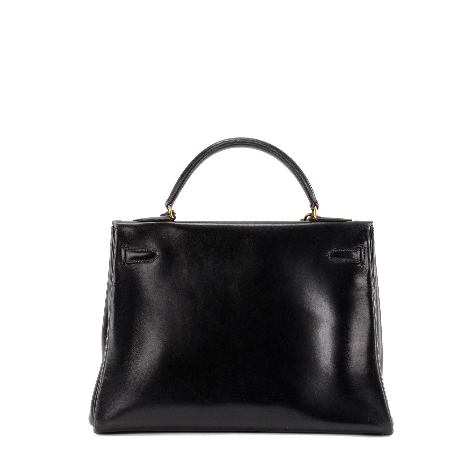 HERMÈS - Sac à main Kelly 32 Hermès en cuir box noir vintage