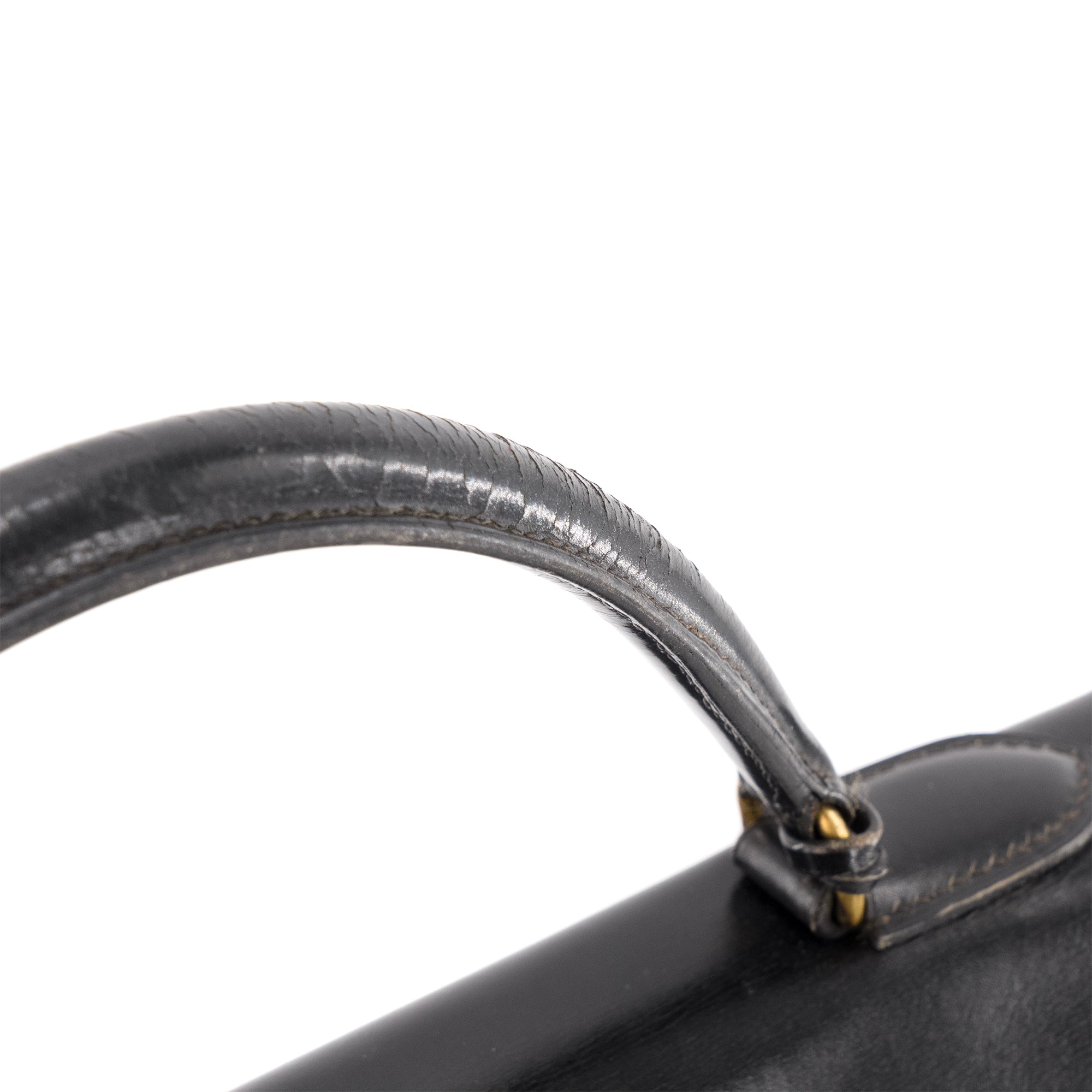 HERMÈS - Sac à main Kelly 32 Hermès en cuir box noir vintage