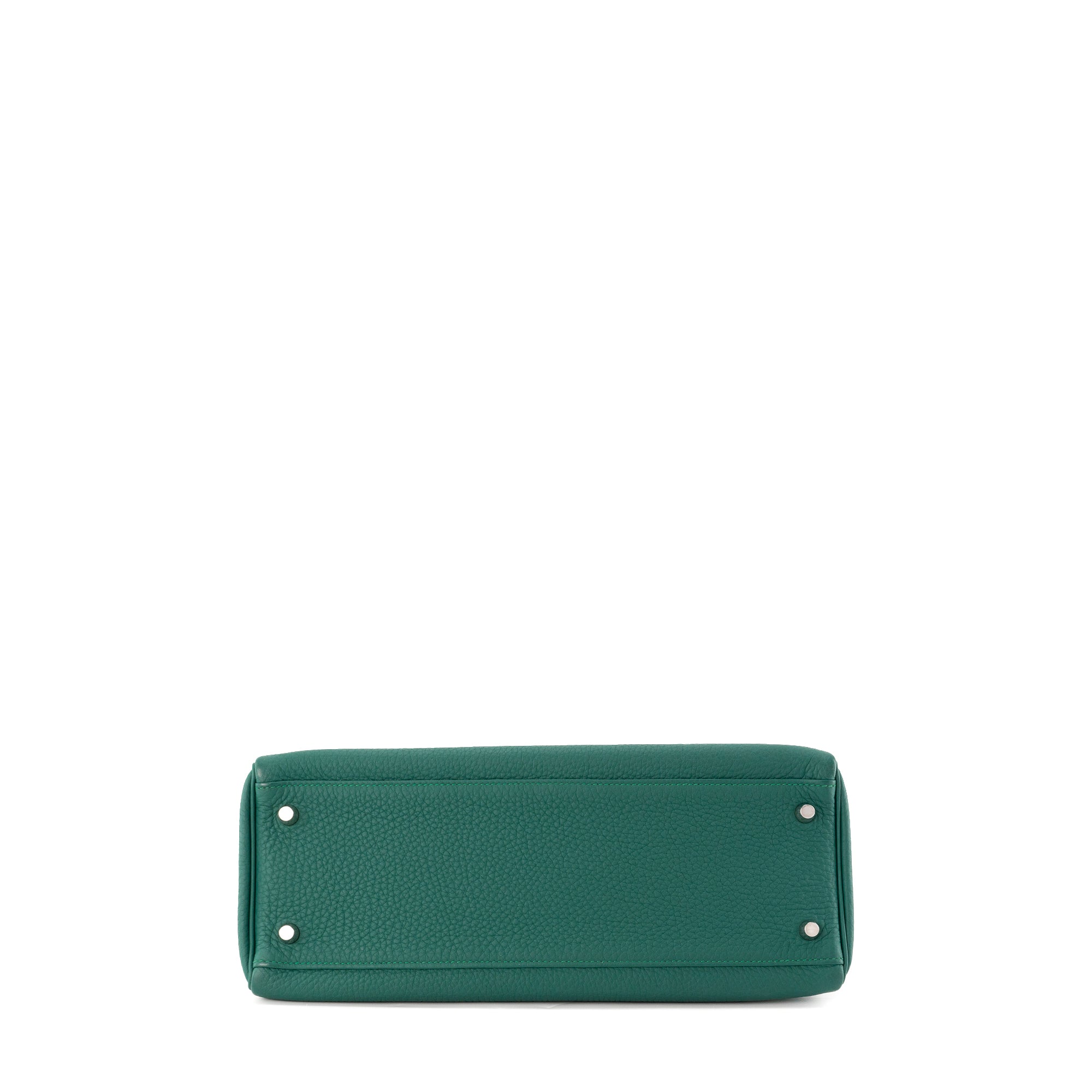 HERMÈS - Sac à main Kelly 32 Hermès en cuir clémence vert foncé