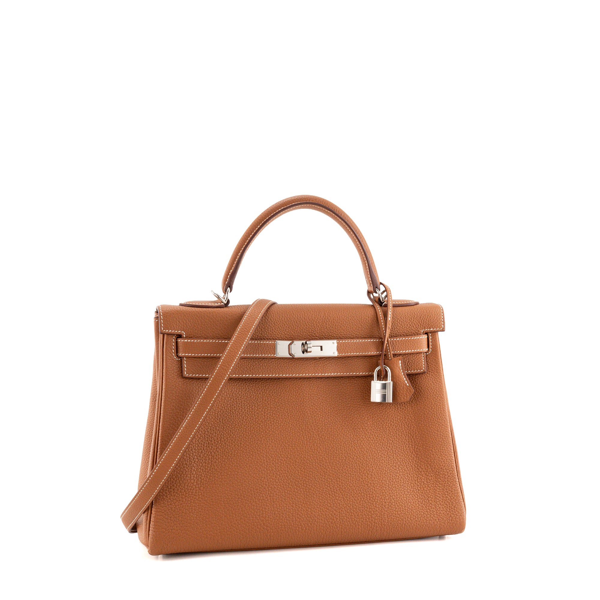 HERMÈS - Sac à main Kelly 32 Hermès en cuir togo gold HSS