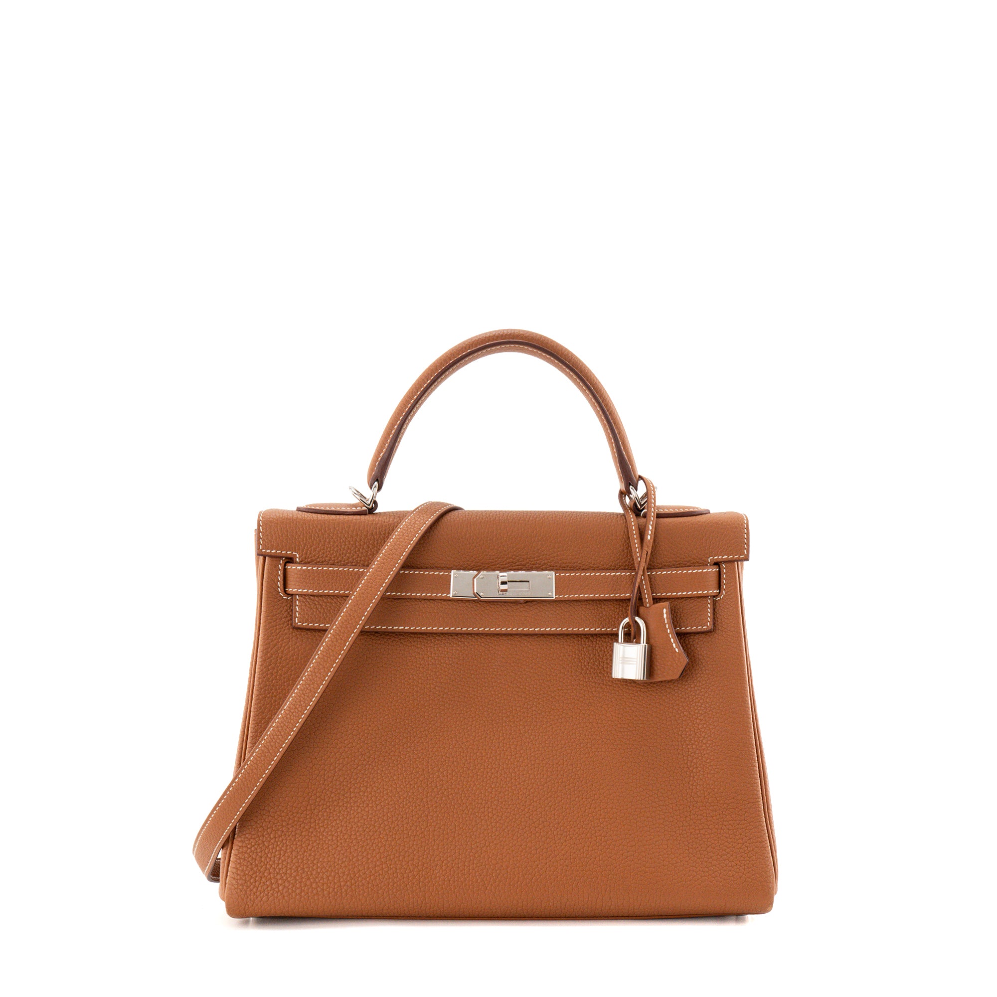 HERMÈS - Sac à main Kelly 32 Hermès en cuir togo gold HSS