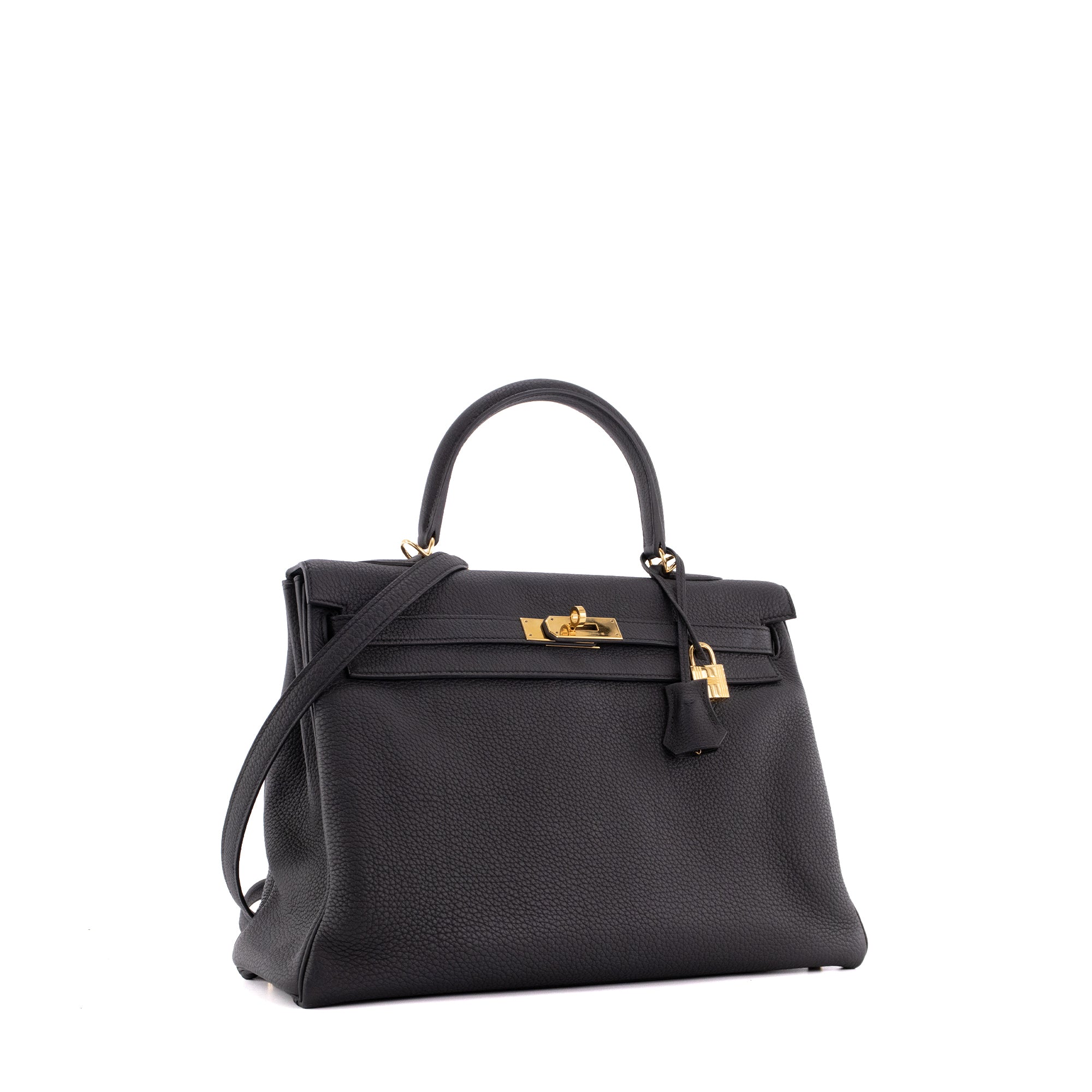 HERMÈS - Sac à main Kelly 32 Hermès en cuir togo noir