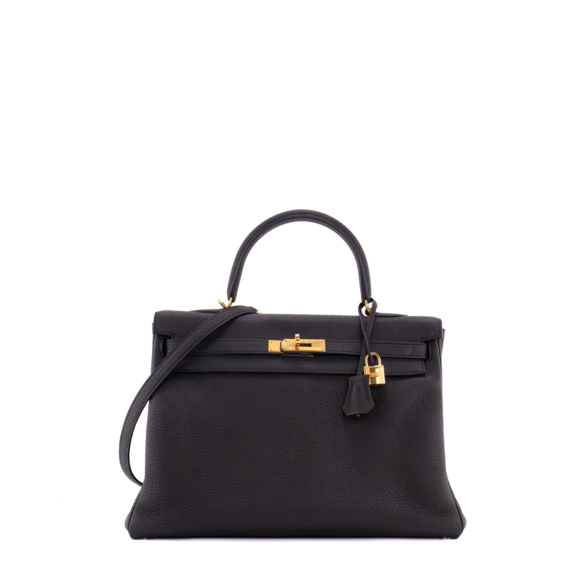 HERMÈS - Sac à main Kelly 32 Hermès en cuir togo noir