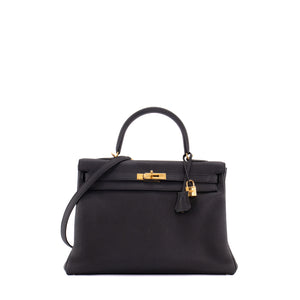 HERMÈS - Sac à main Kelly 32 Hermès en cuir togo noir