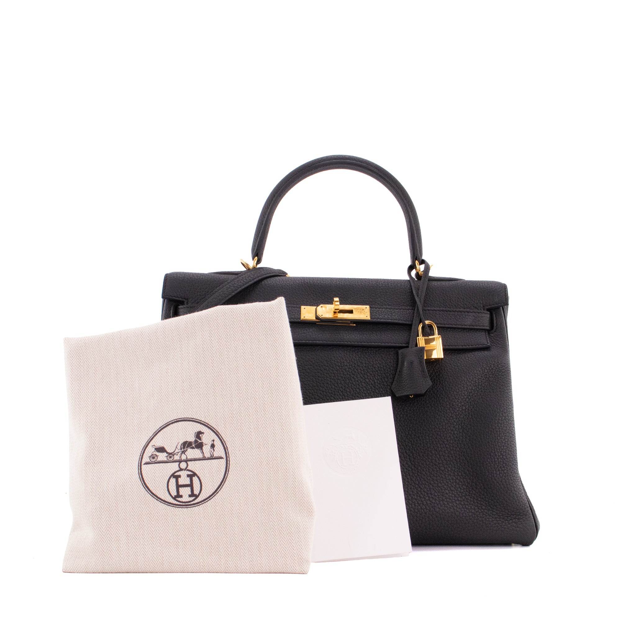 HERMÈS - Sac à main Kelly 32 Hermès en cuir togo noir