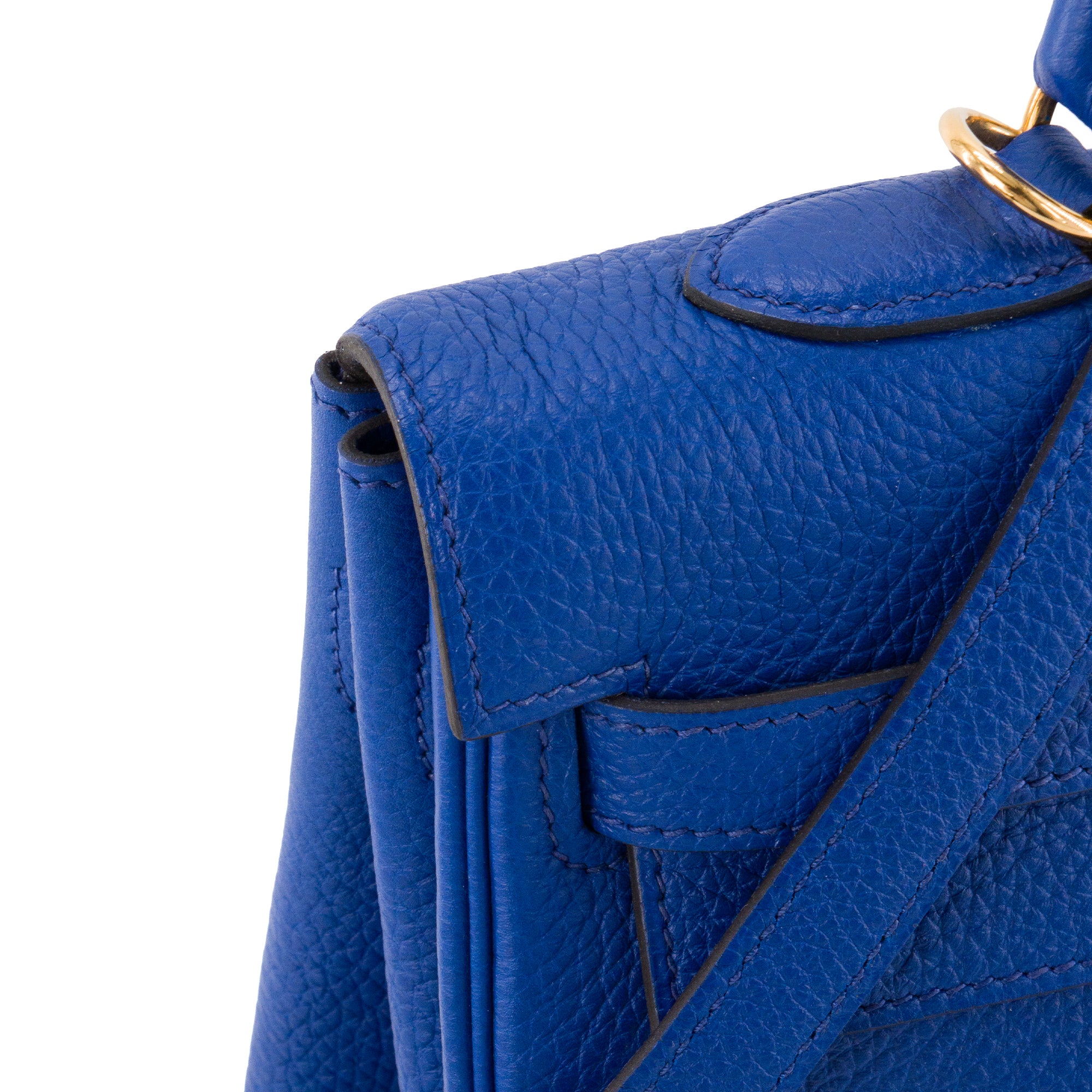 HERMÈS - Sac à main Kelly 35 Hermès en cuir clémence couleur bleu roi