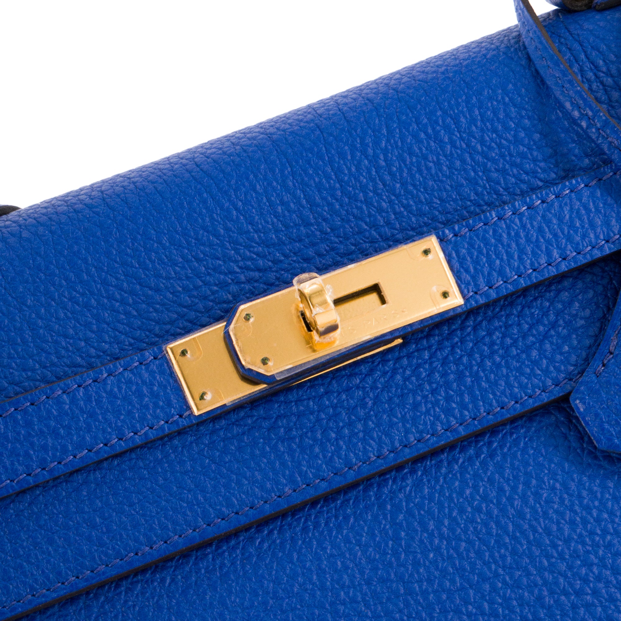 HERMÈS - Sac à main Kelly 35 Hermès en cuir clémence couleur bleu roi