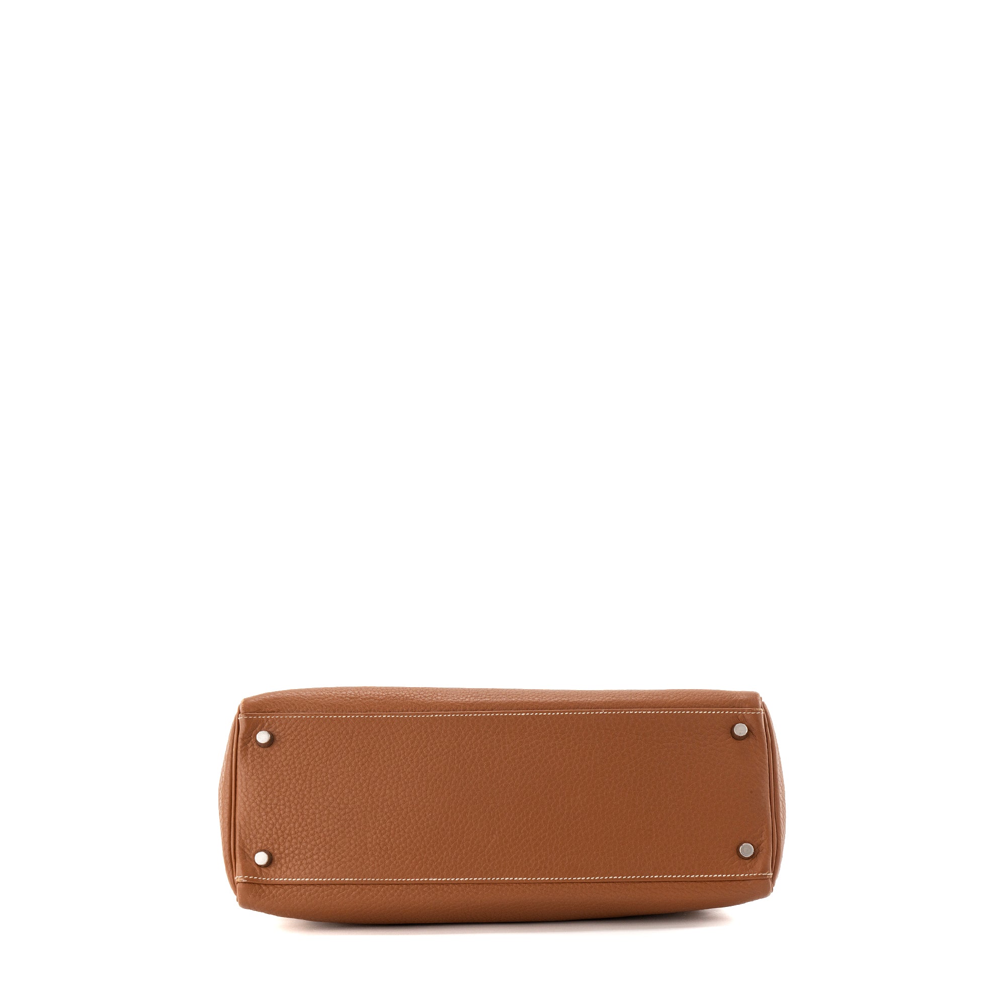HERMÈS - Sac à main Kelly 35 Hermès en cuir clémence marron gold