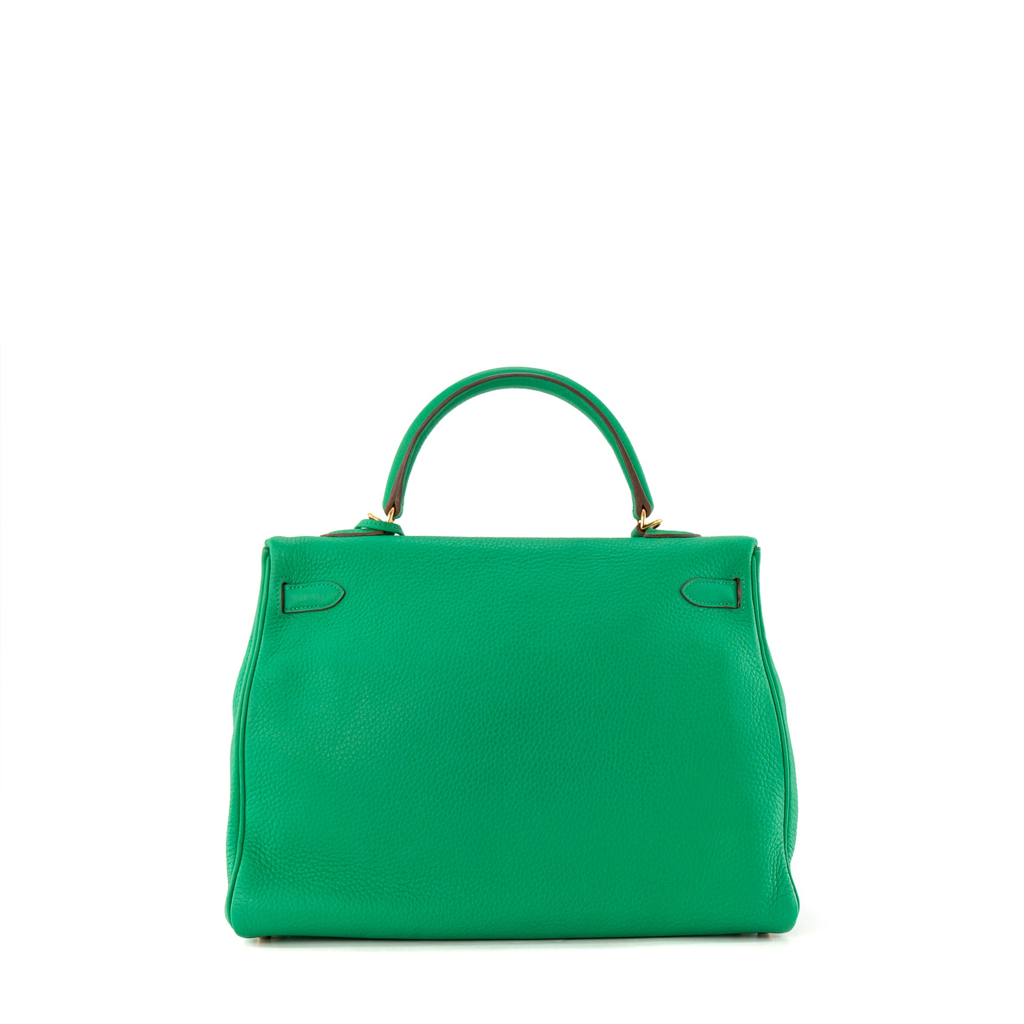 HERMÈS - Sac à main Kelly 35 Hermès en cuir clémence vert