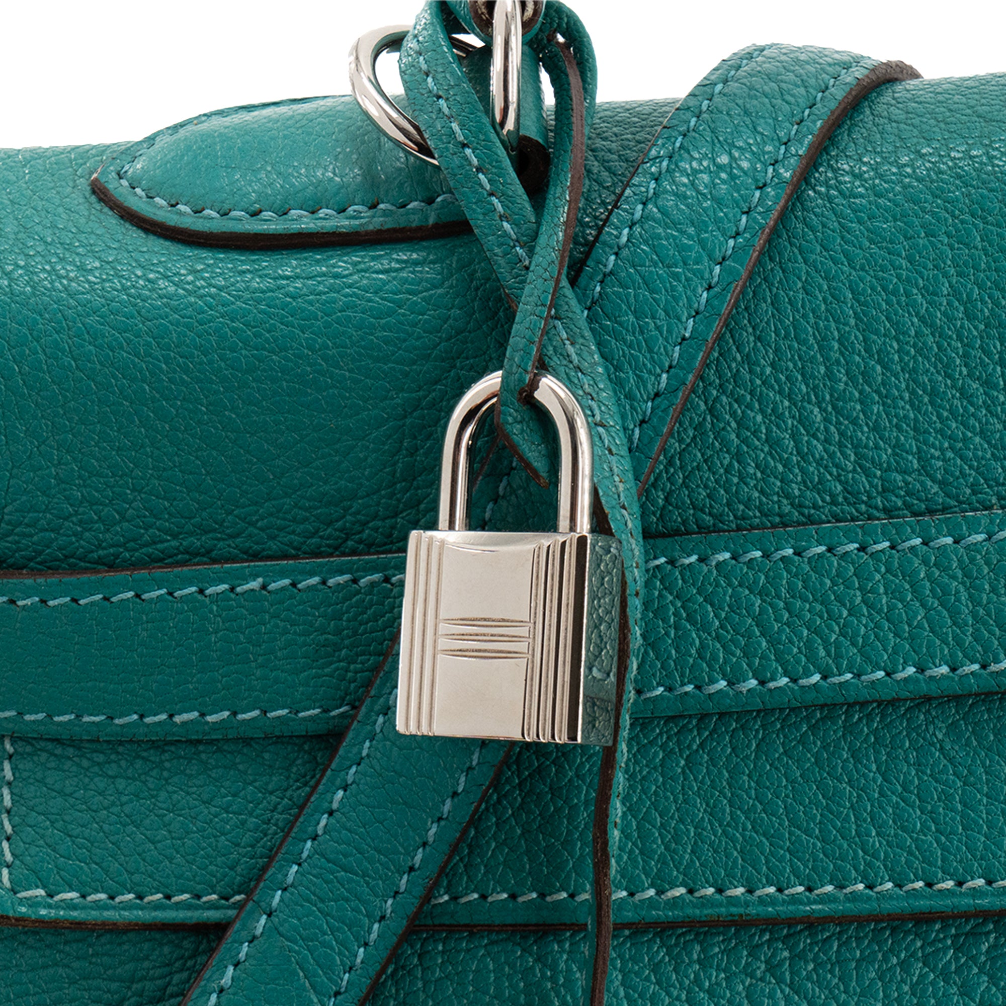 HERMÈS - Sac à main Kelly 35 Hermès en cuir de Chèvre Mysore Bleu Paon