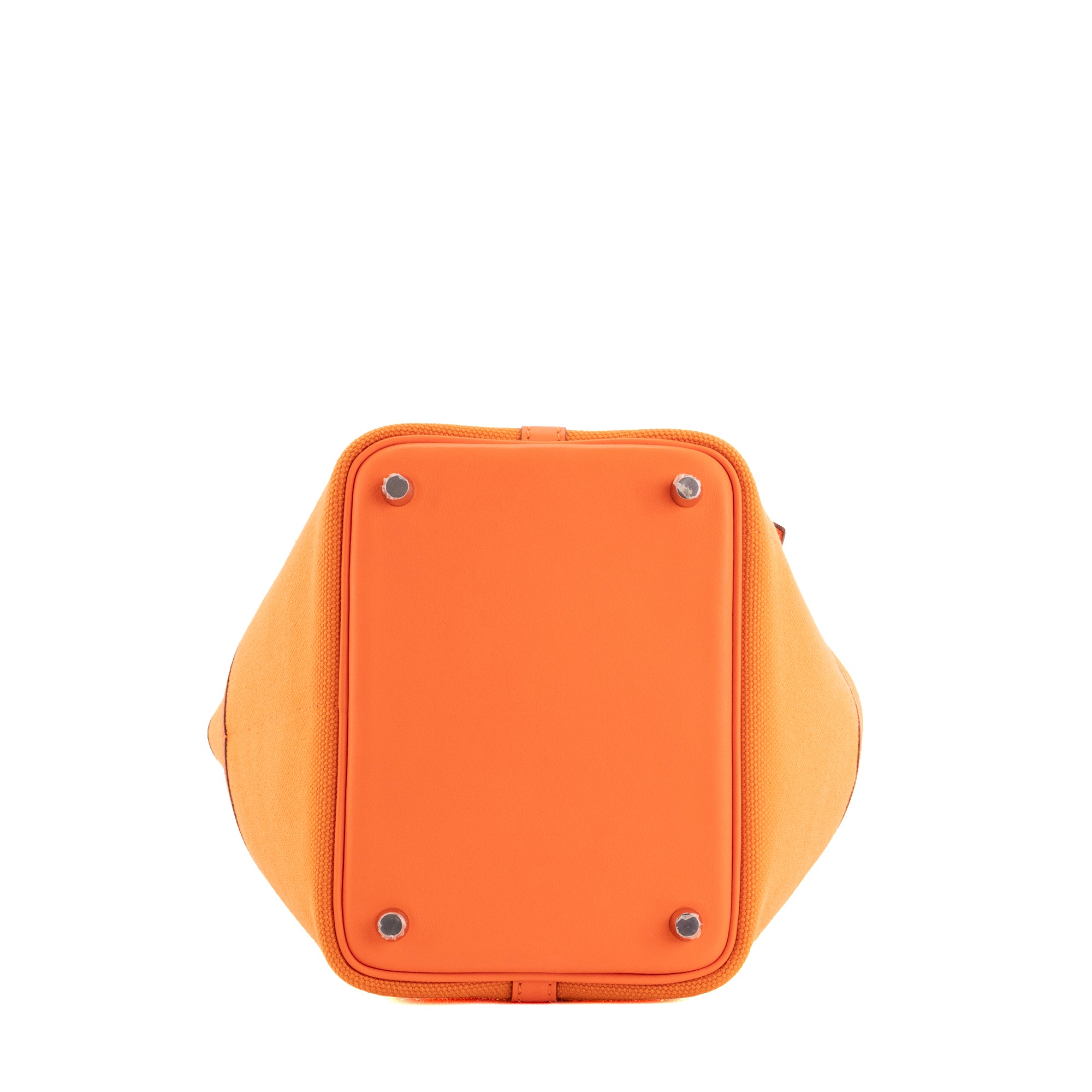HERMÈS - Sac à main Picotin 18 cargo Hermès en toile et cuir orange