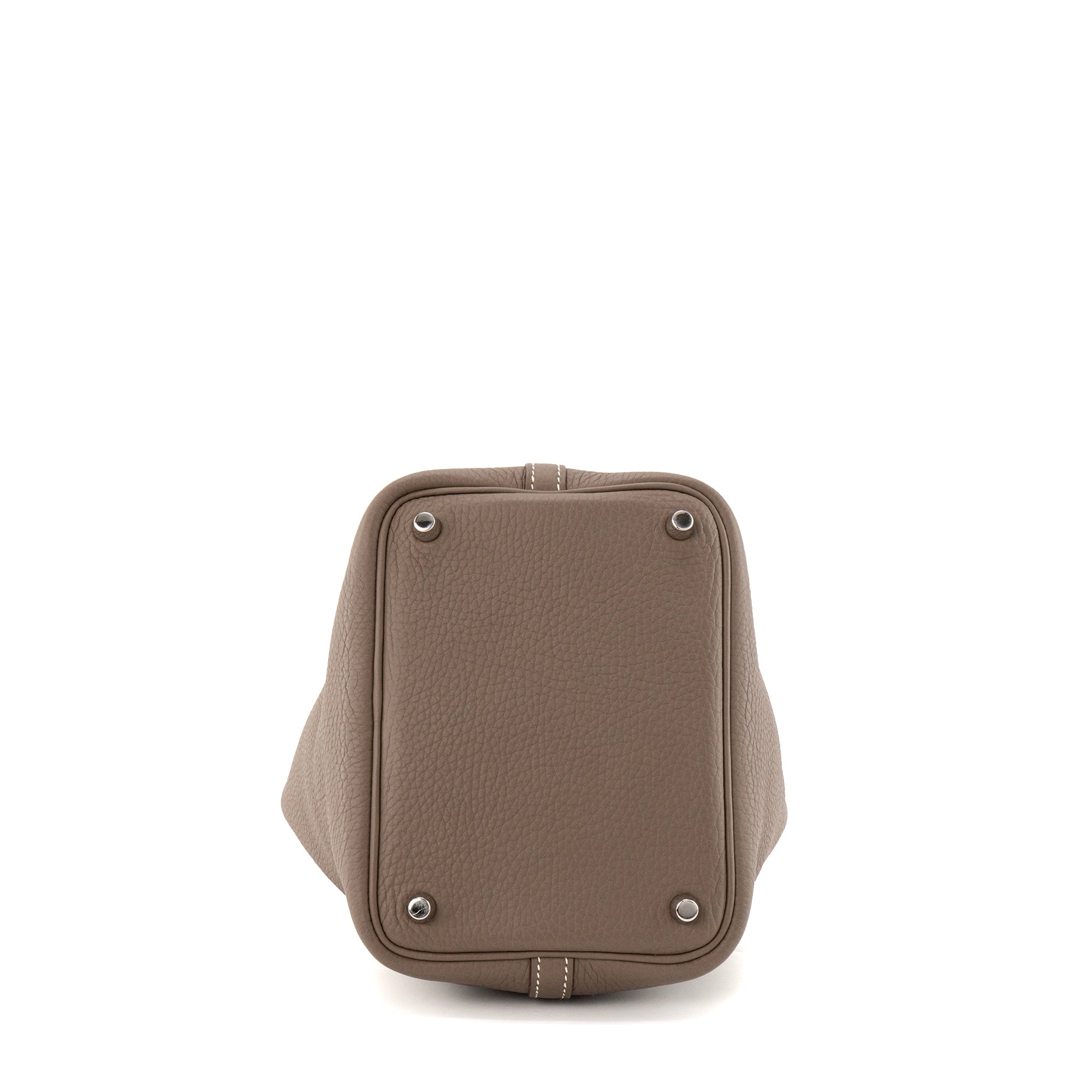 HERMÈS - Sac à main Picotin 18 Hermès en cuir clémence étoupe