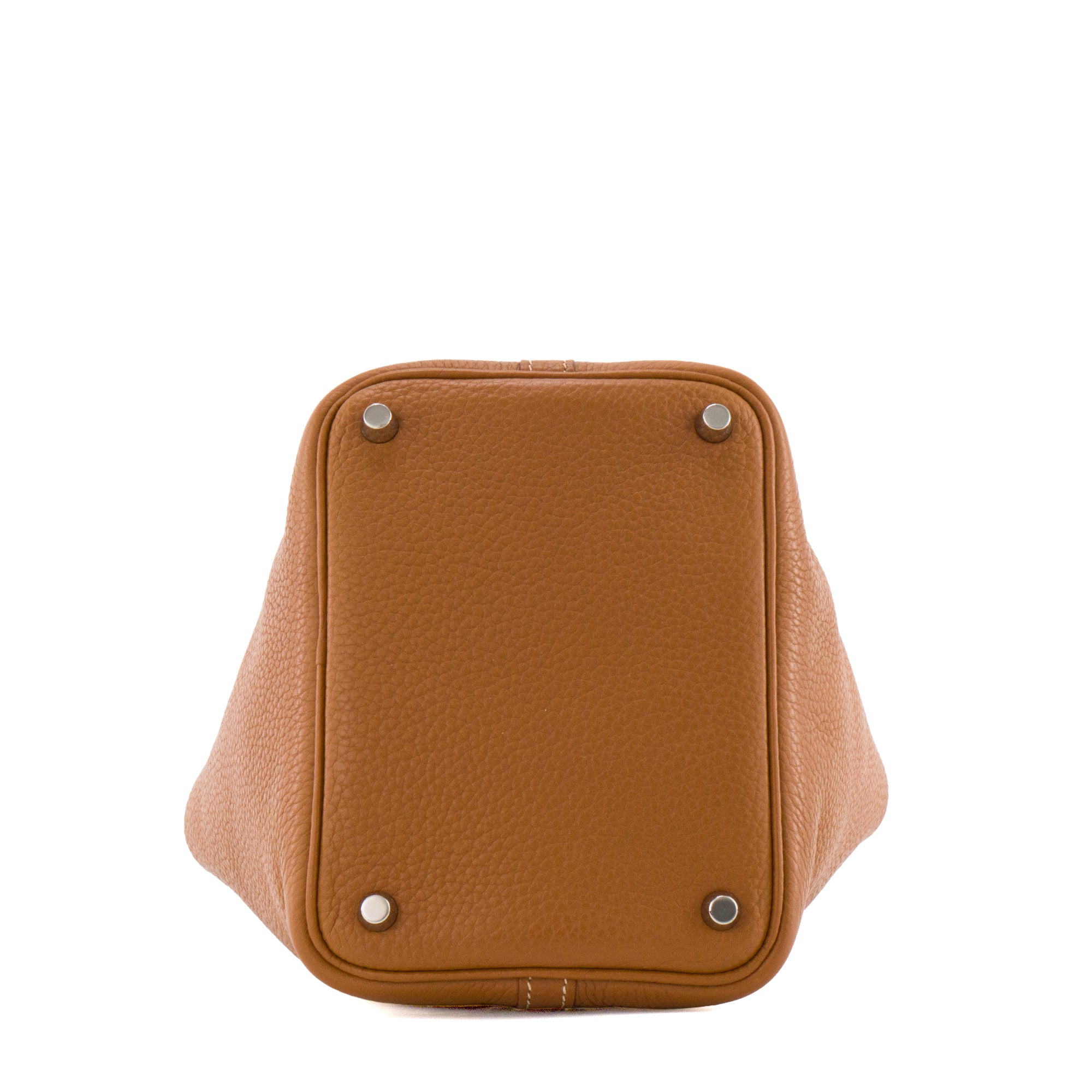 HERMÈS - Sac à main Picotin 18 Hermès en cuir clémence marron gold