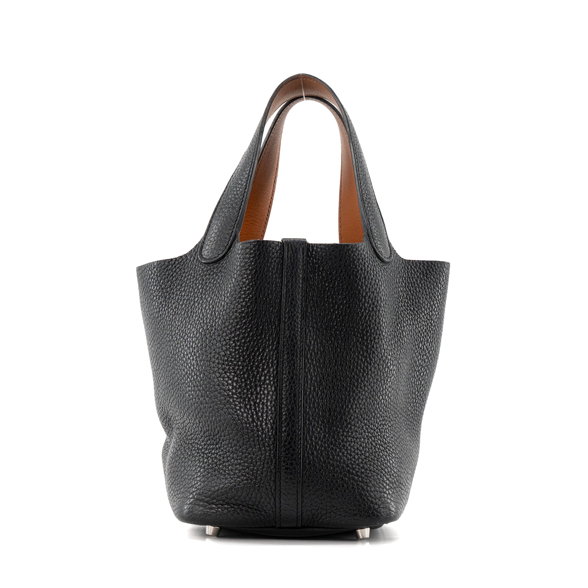 HERMÈS - Sac à main Picotin 18 Hermès en cuir clémence noir