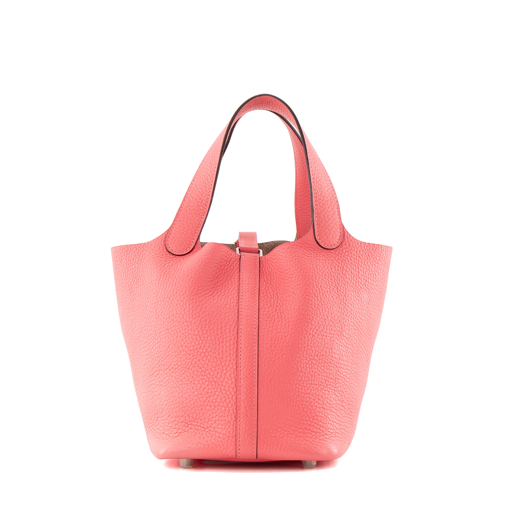 HERMÈS - Sac à main Picotin 18 Hermès en cuir clémence rose azalée