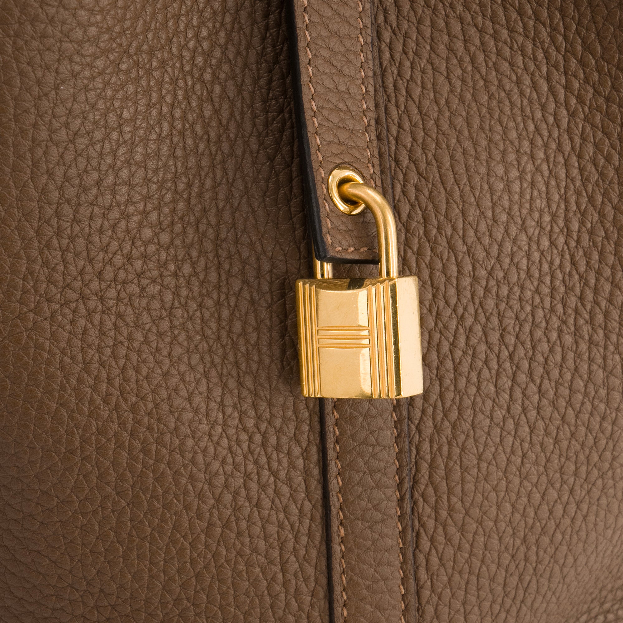HERMÈS - Sac à main Picotin 22 Eclat Hermès en cuir clémence marron