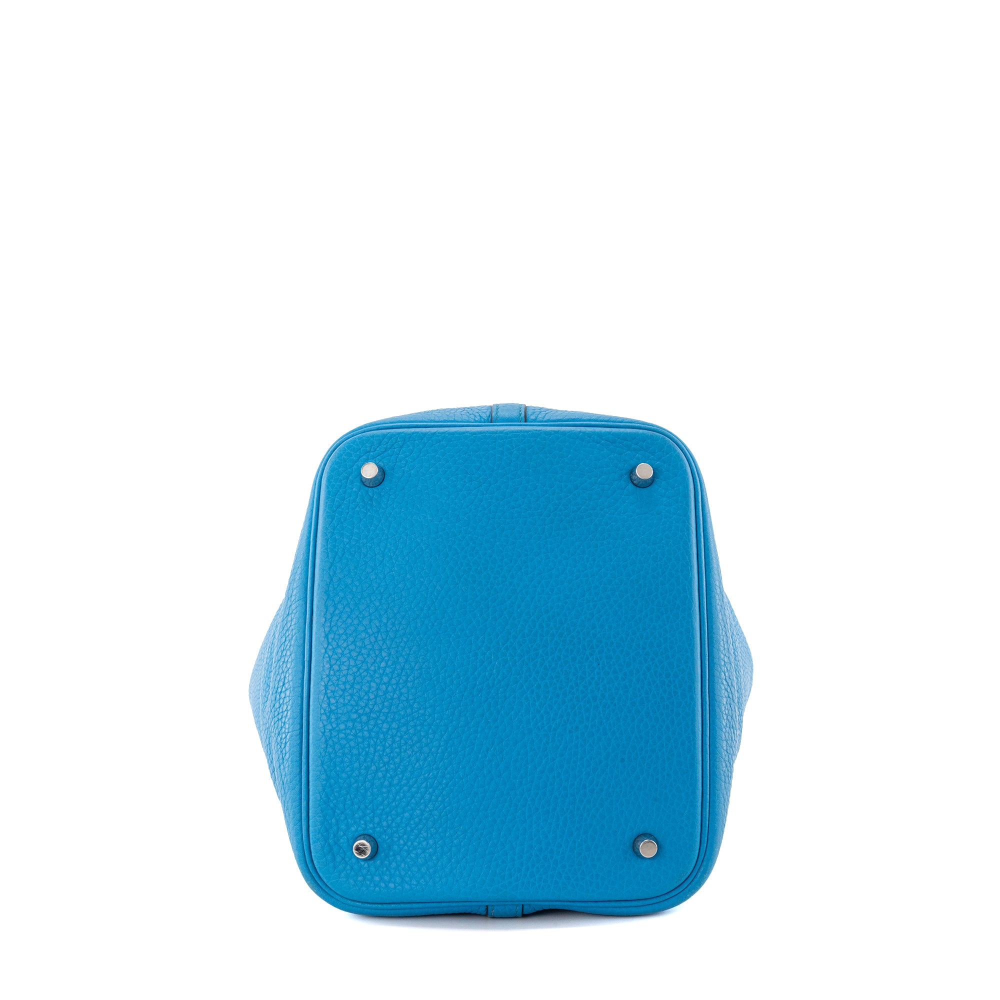 HERMÈS - Sac à main Picotin 22 Hermès en cuir taurillon clémence bleu zanzibar