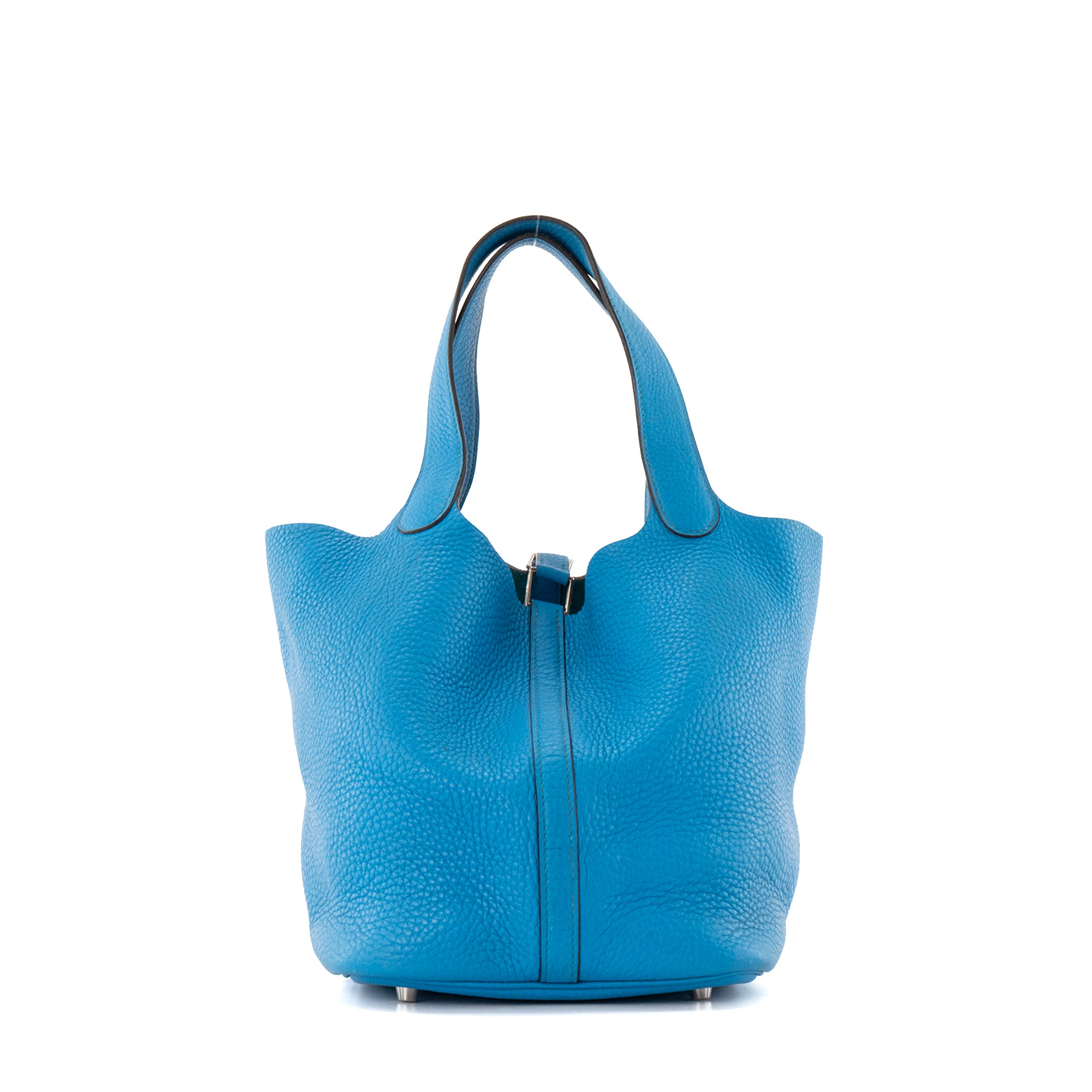 HERMÈS - Sac à main Picotin 22 Hermès en cuir taurillon clémence bleu zanzibar