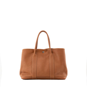 HERMÈS - Sac Cabas Garden Party Hermès en cuir togo marron gold