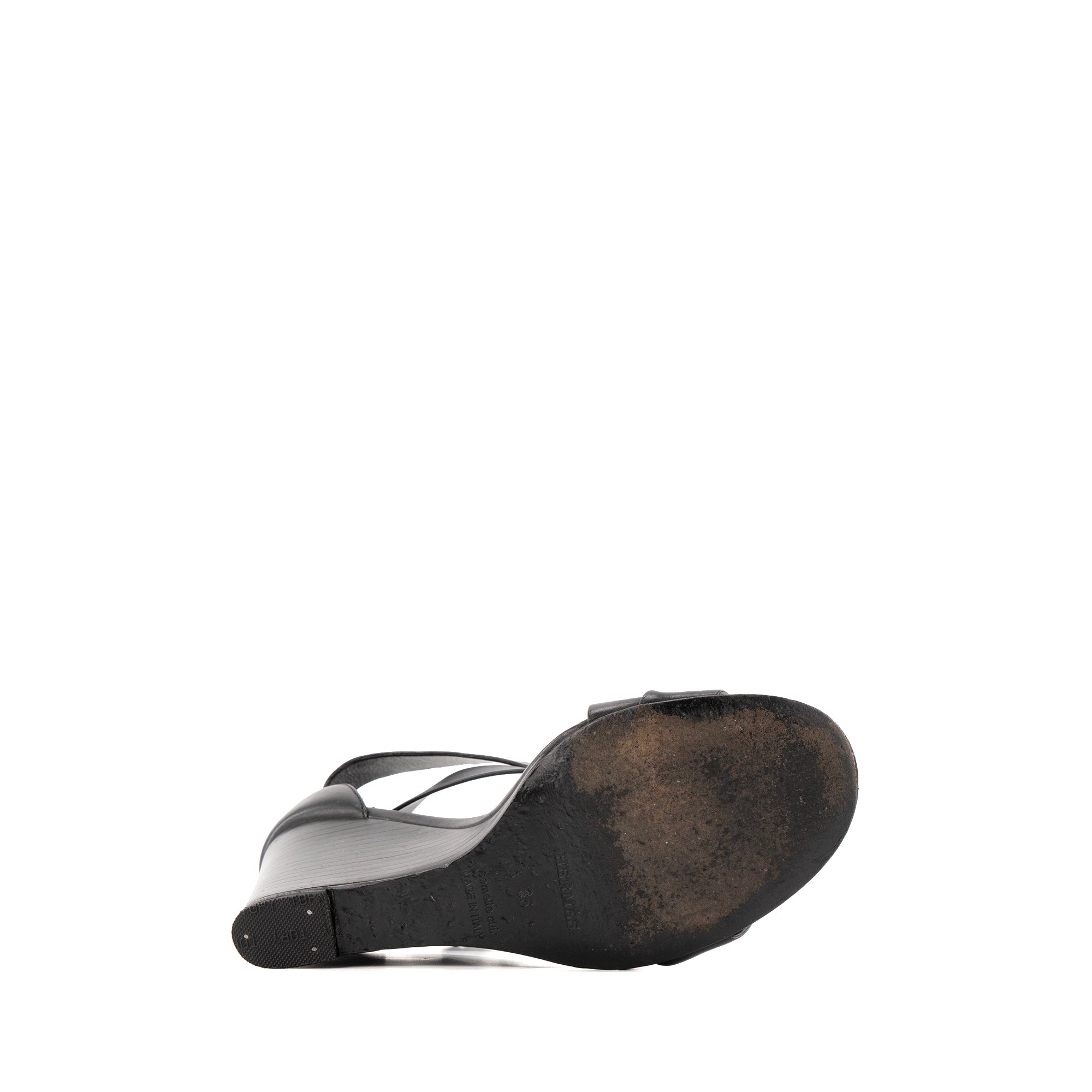 HERMÈS - Hermès Hogan black leather platform sandals (Size 36)