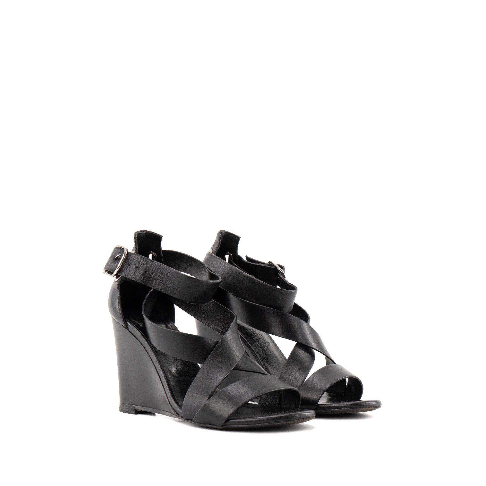 HERMÈS - Hermès Hogan black leather platform sandals (Size 36)